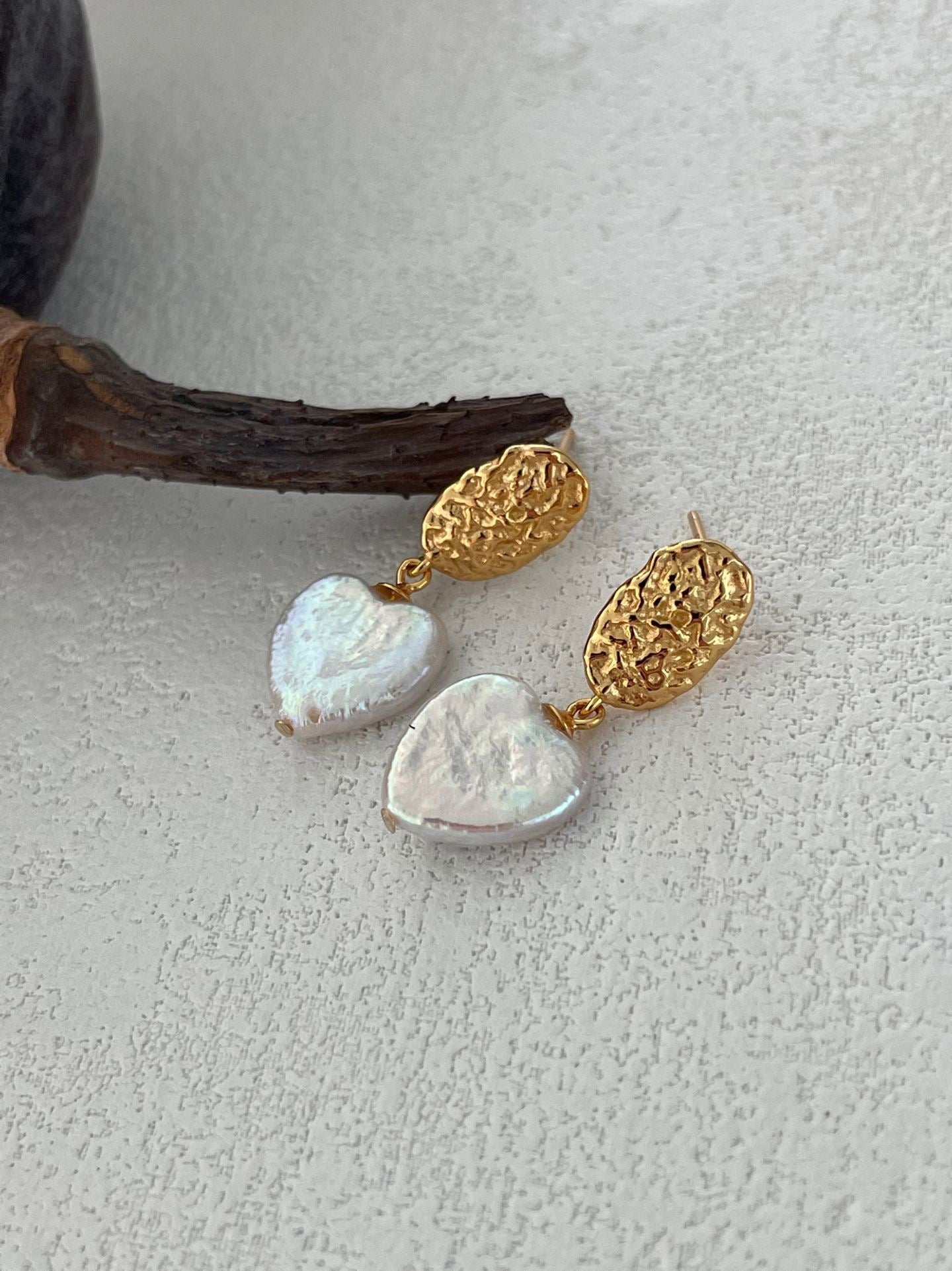 Vintage Heart Baroque Pearl Earrings
