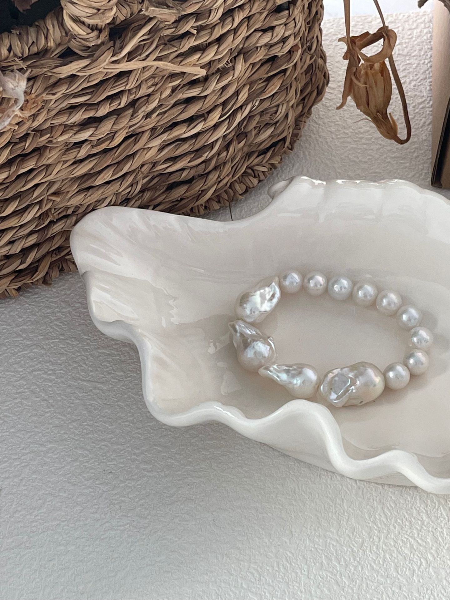 Large Baroque Pearl Beaded Bracelet