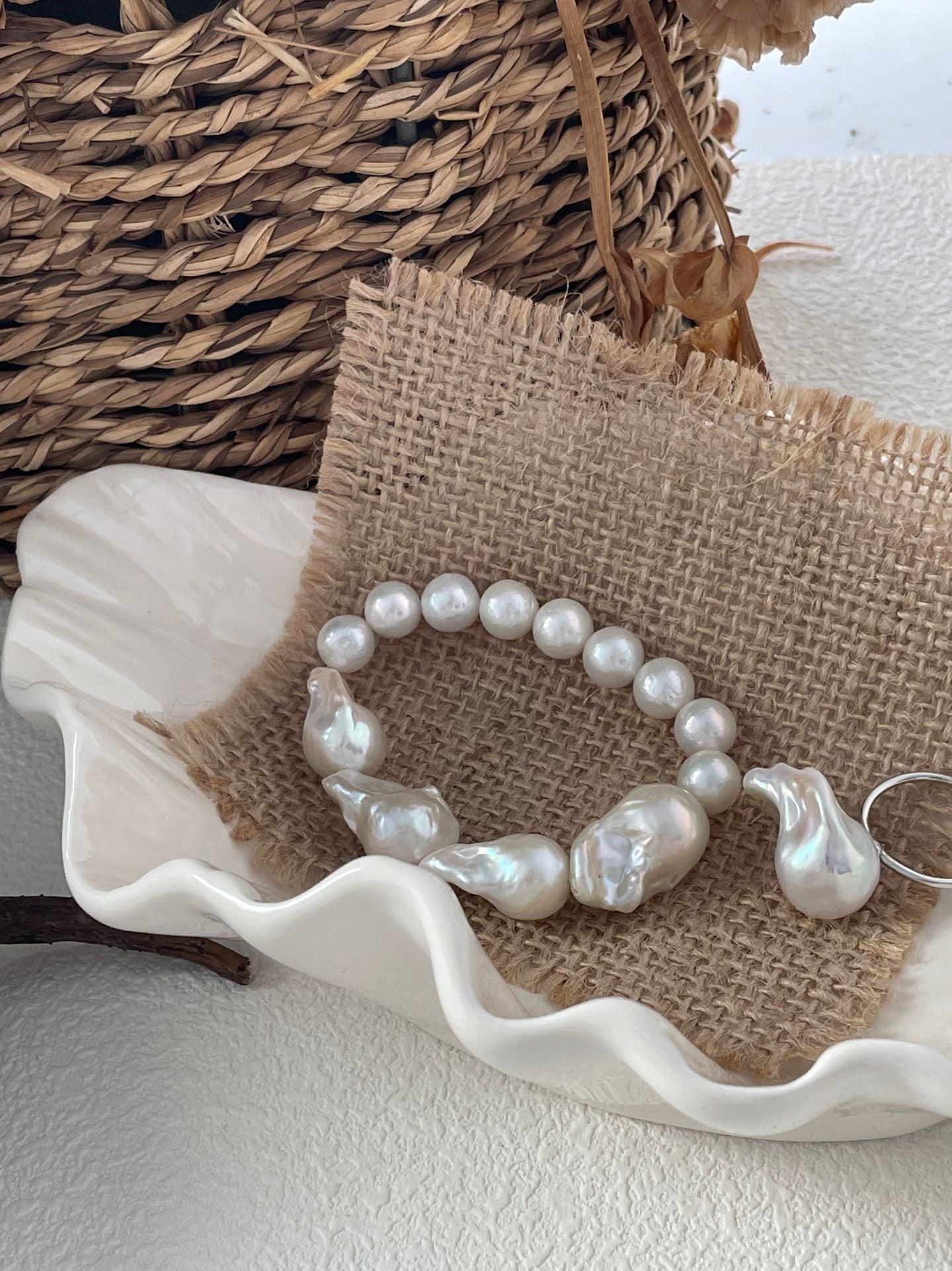 Large Baroque Pearl Beaded Bracelet