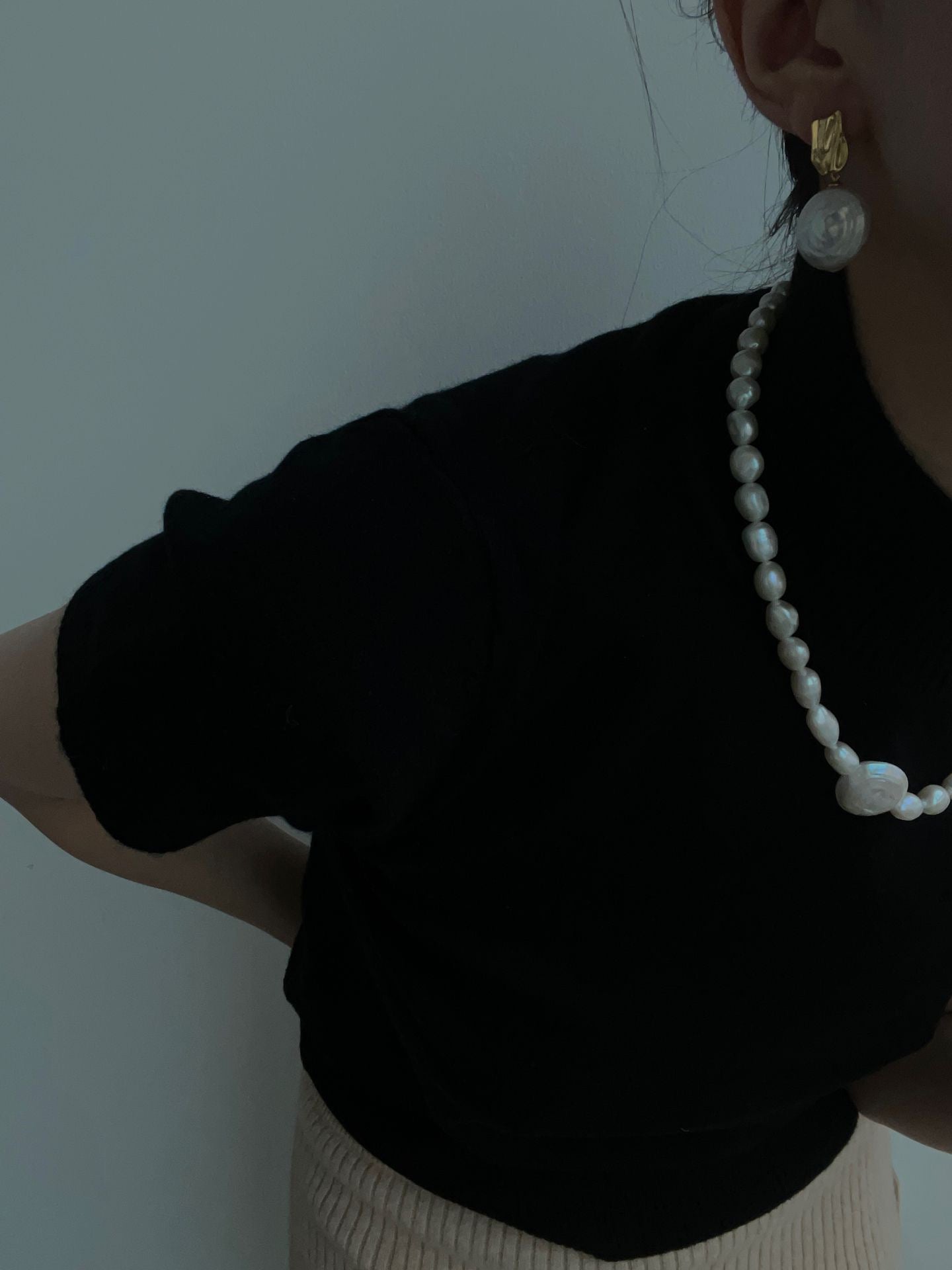 Roman Holiday Baroque Coin Pearl Earrings