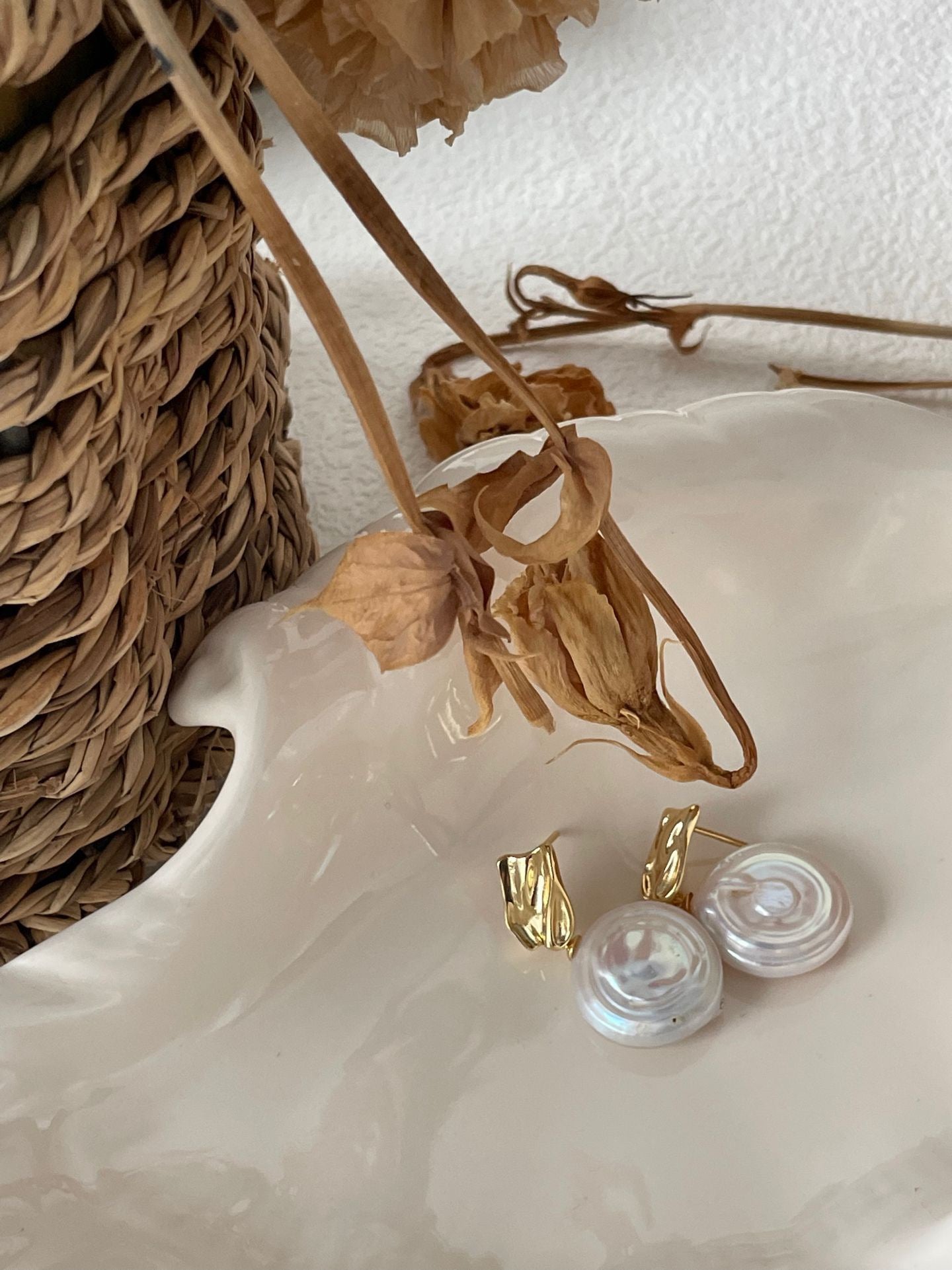Roman Holiday Baroque Coin Pearl Earrings