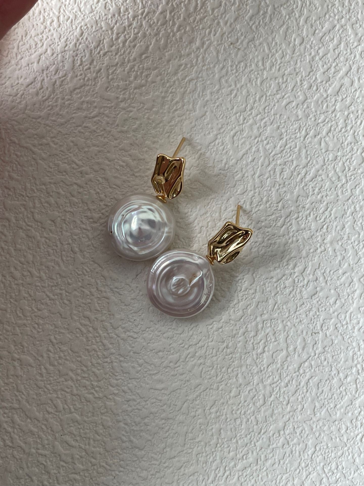 Roman Holiday Baroque Coin Pearl Earrings