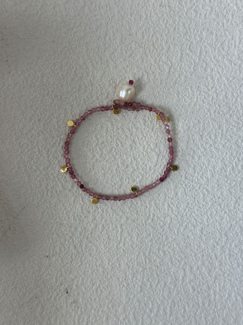Pink Tourmaline & Baroque Pearl Bracelet