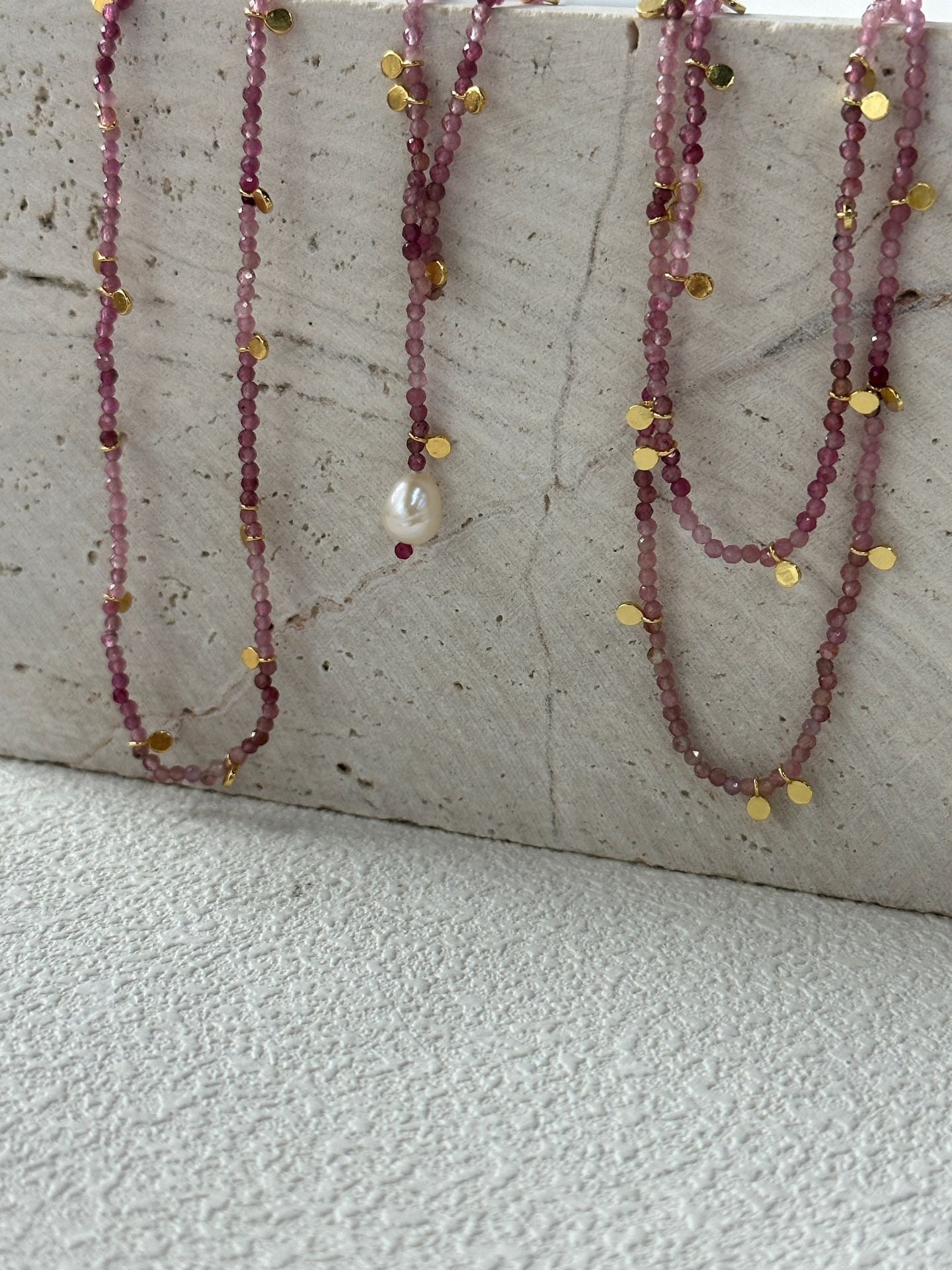 Pink Tourmaline & Baroque Pearl Bracelet