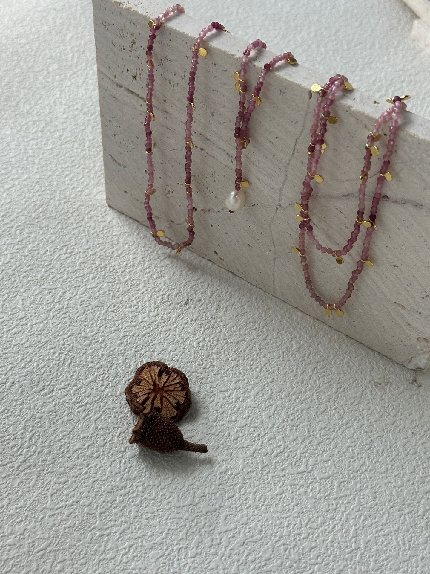 Pink Tourmaline & Baroque Pearl Bracelet