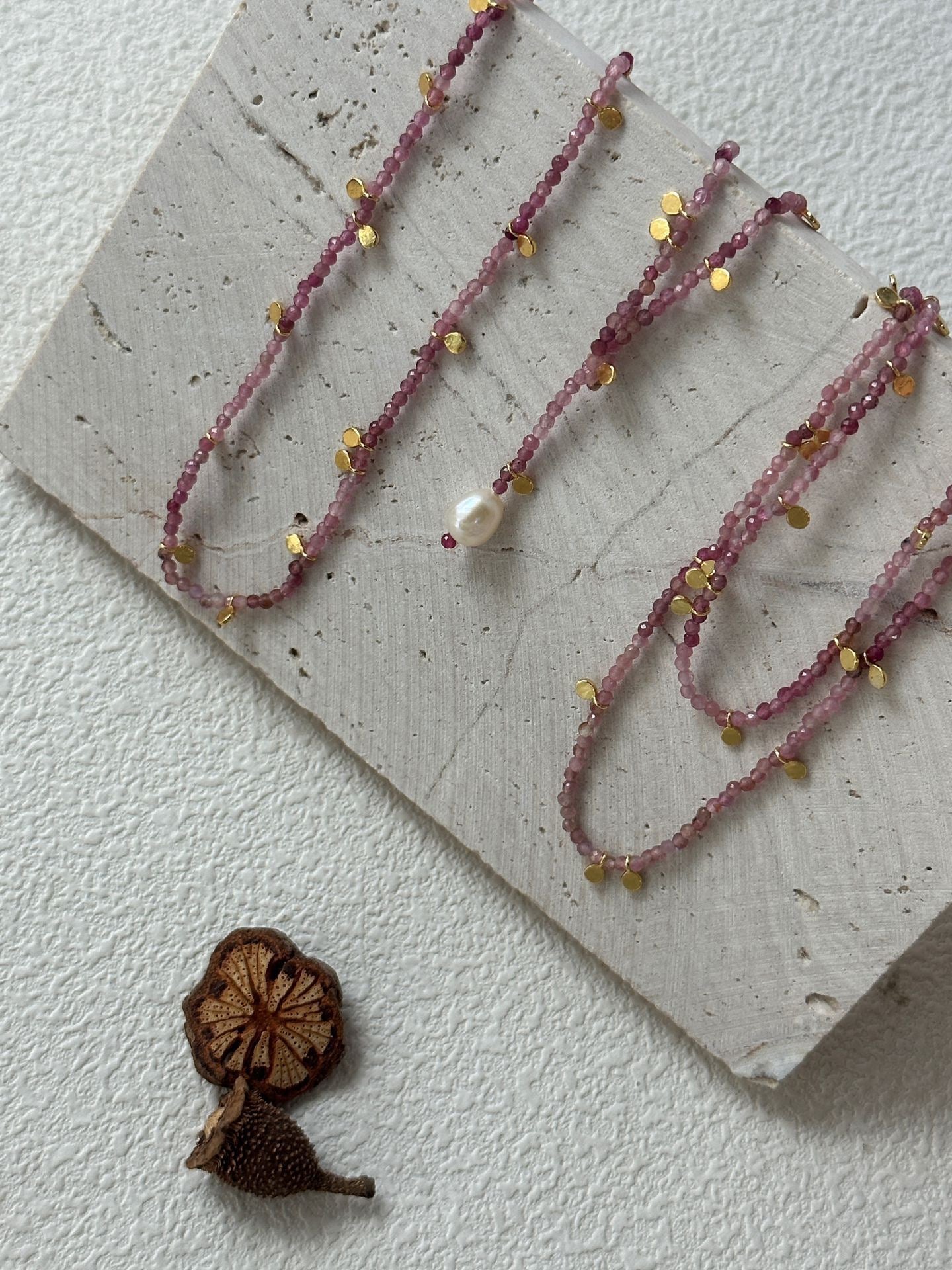 Pink Tourmaline & Baroque Pearl Bracelet