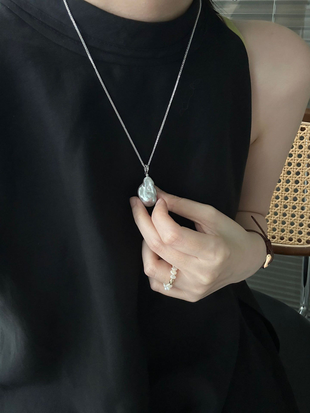 Large Baroque Pearl Pendant & Necklace Set