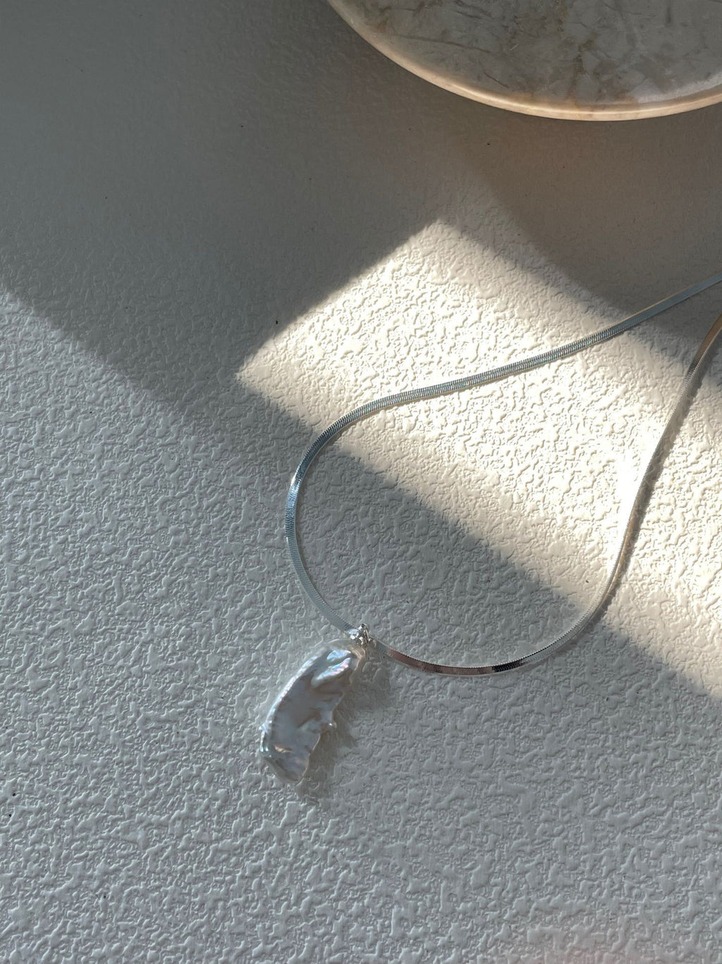 Baroque Pearl Flat Snake Chain Necklace
