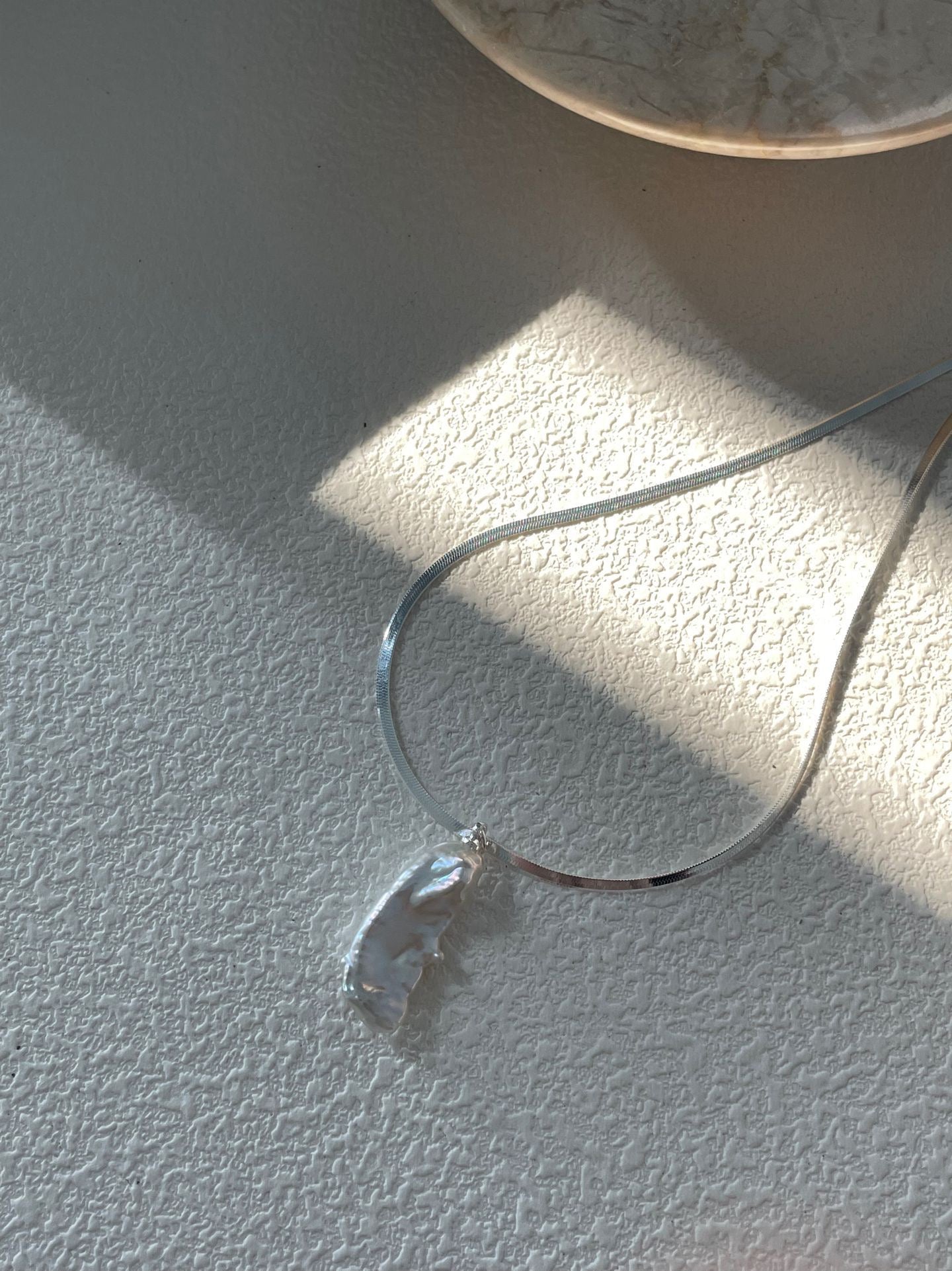 Baroque Pearl Flat Snake Chain Necklace
