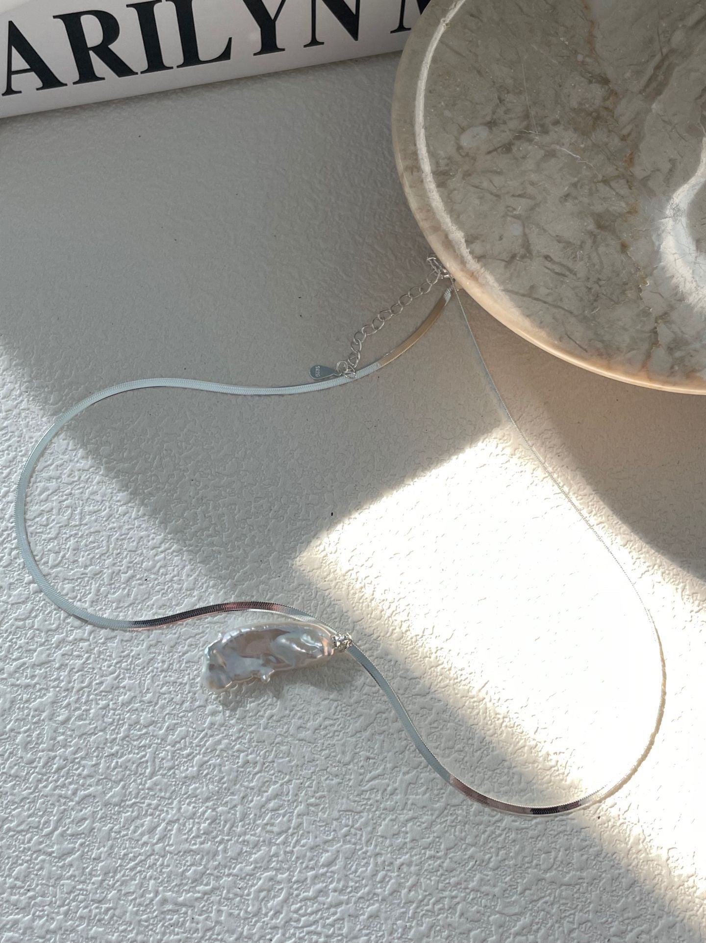 Baroque Pearl Flat Snake Chain Necklace