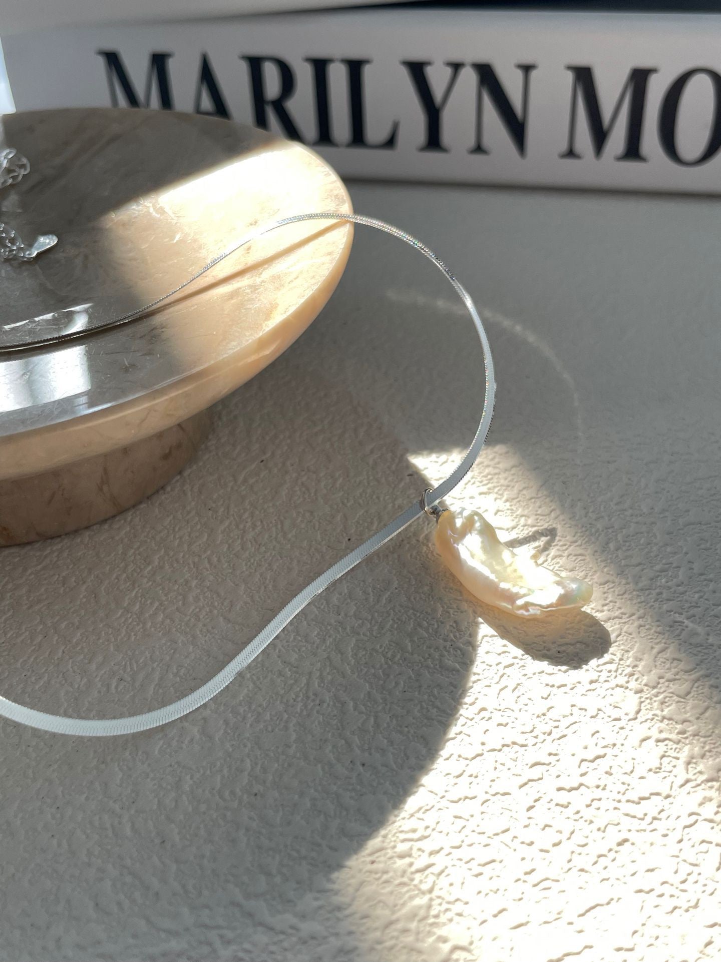Baroque Pearl Flat Snake Chain Necklace