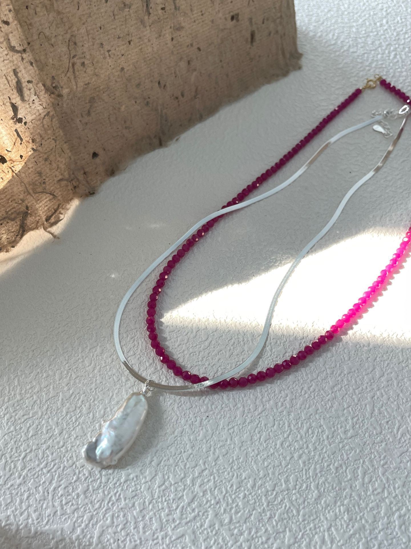 Baroque Pearl Flat Snake Chain Necklace