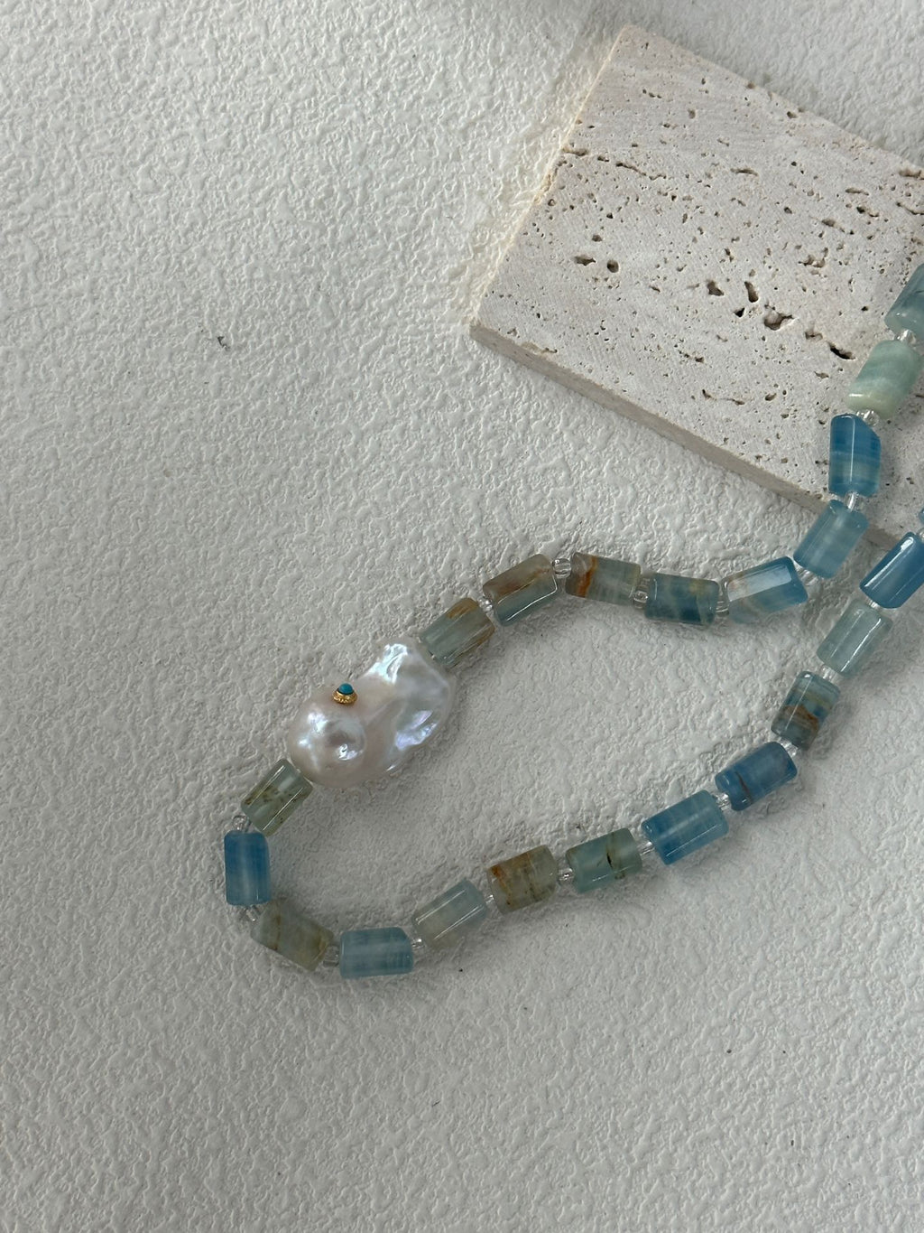 Blue Turquoise & Baroque Pearl Necklace