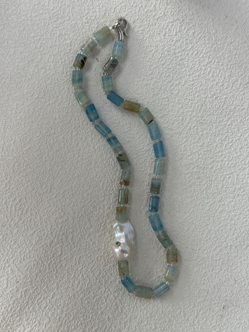 Blue Turquoise & Baroque Pearl Necklace