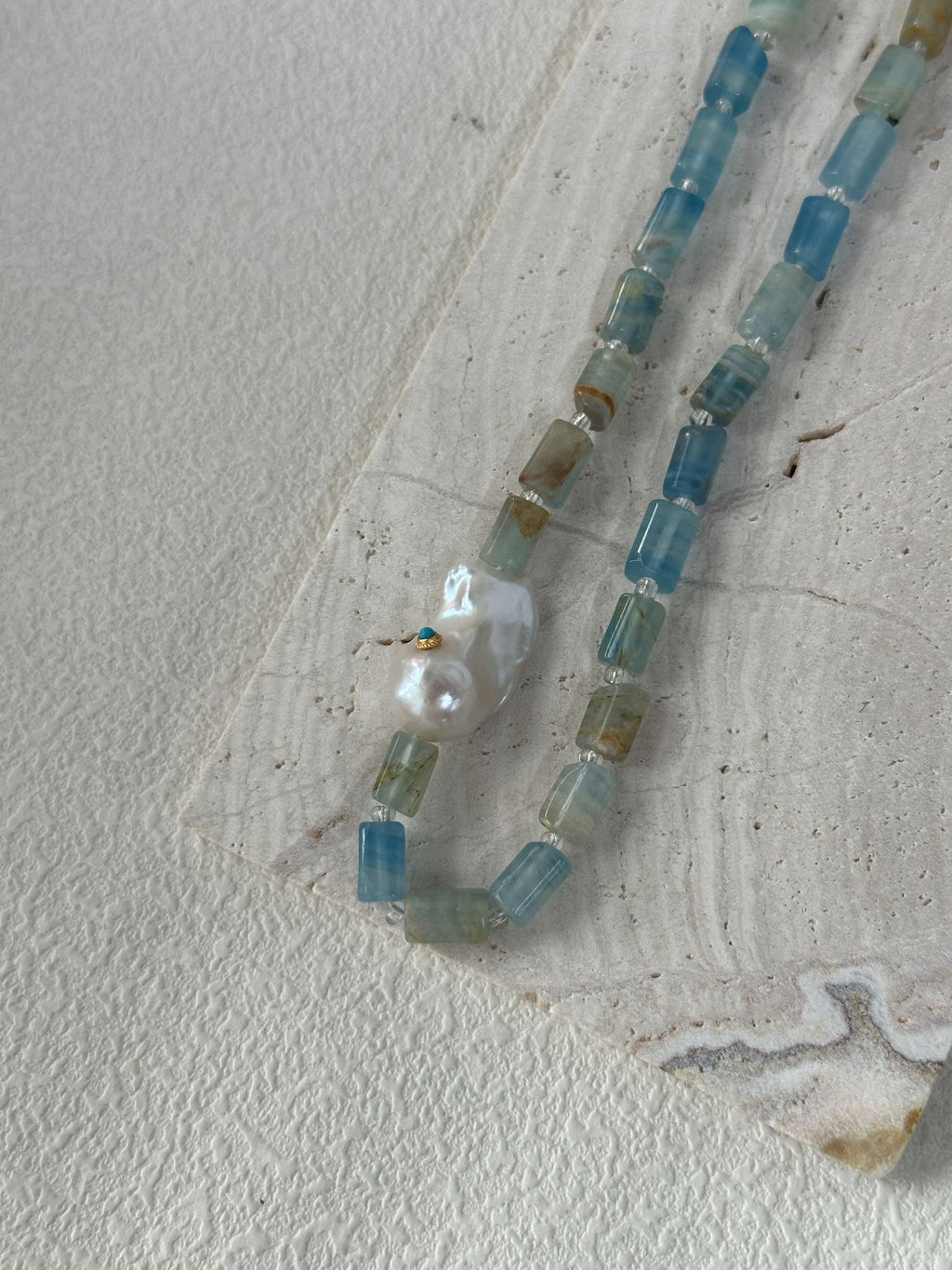 Blue Turquoise & Baroque Pearl Necklace