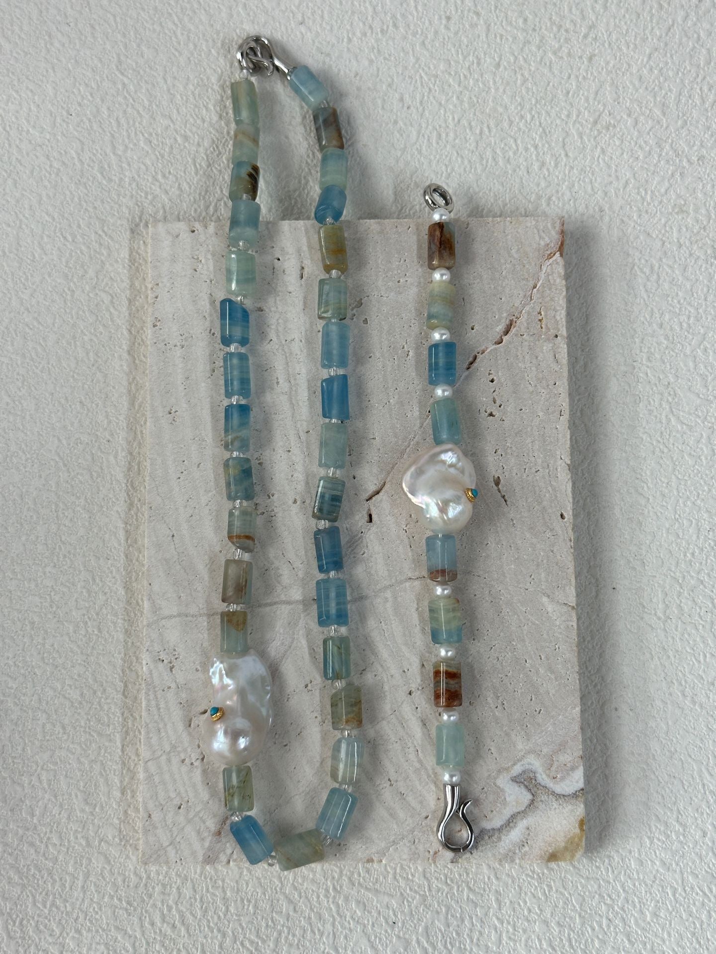 Blue Turquoise & Baroque Pearl Necklace