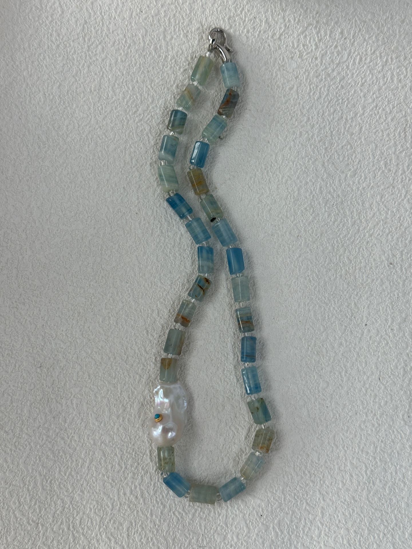 Blue Turquoise & Baroque Pearl Necklace