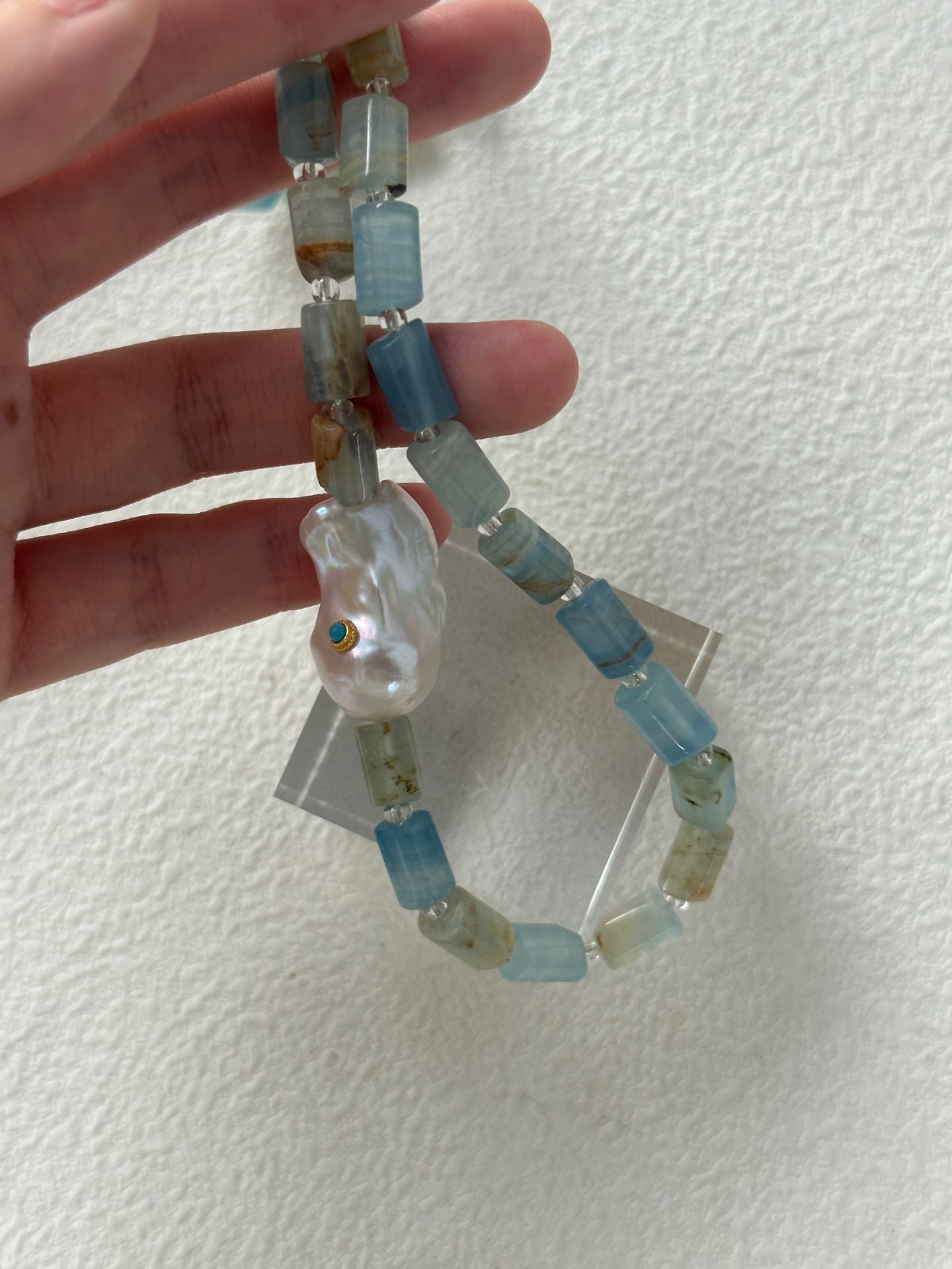 Blue Turquoise & Baroque Pearl Necklace