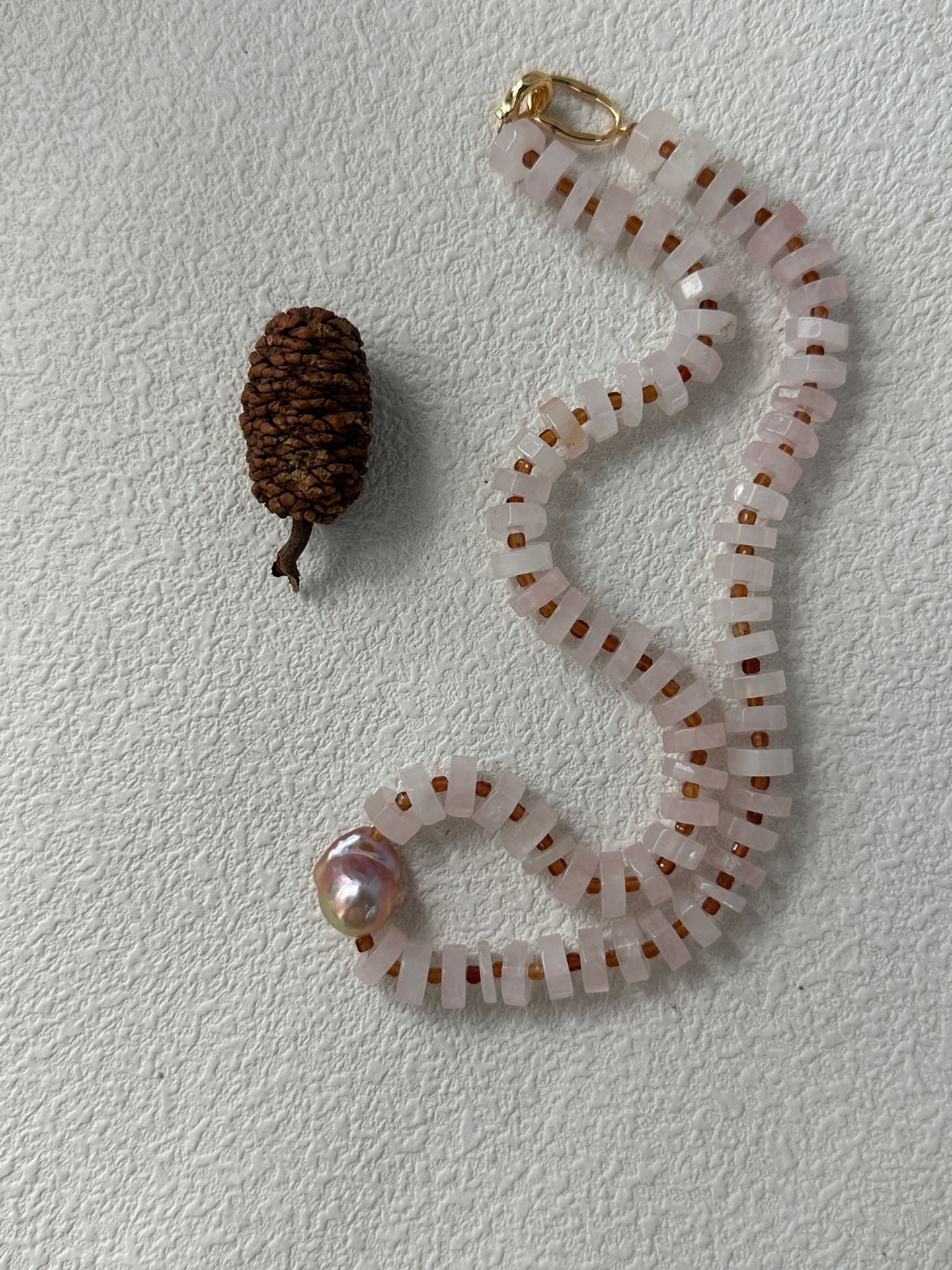 Rose Quartz Baroque Pearl Necklace