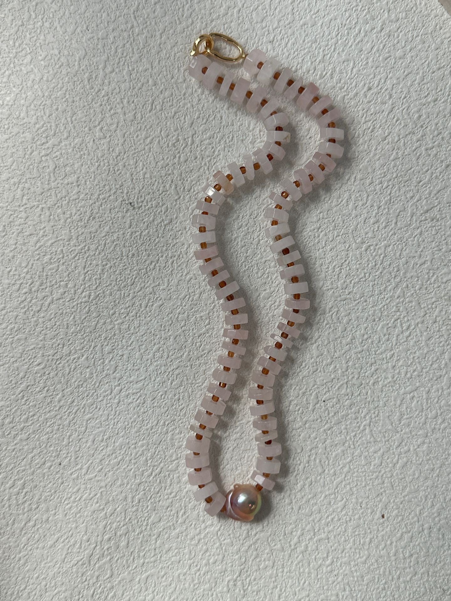 Rose Quartz Baroque Pearl Necklace