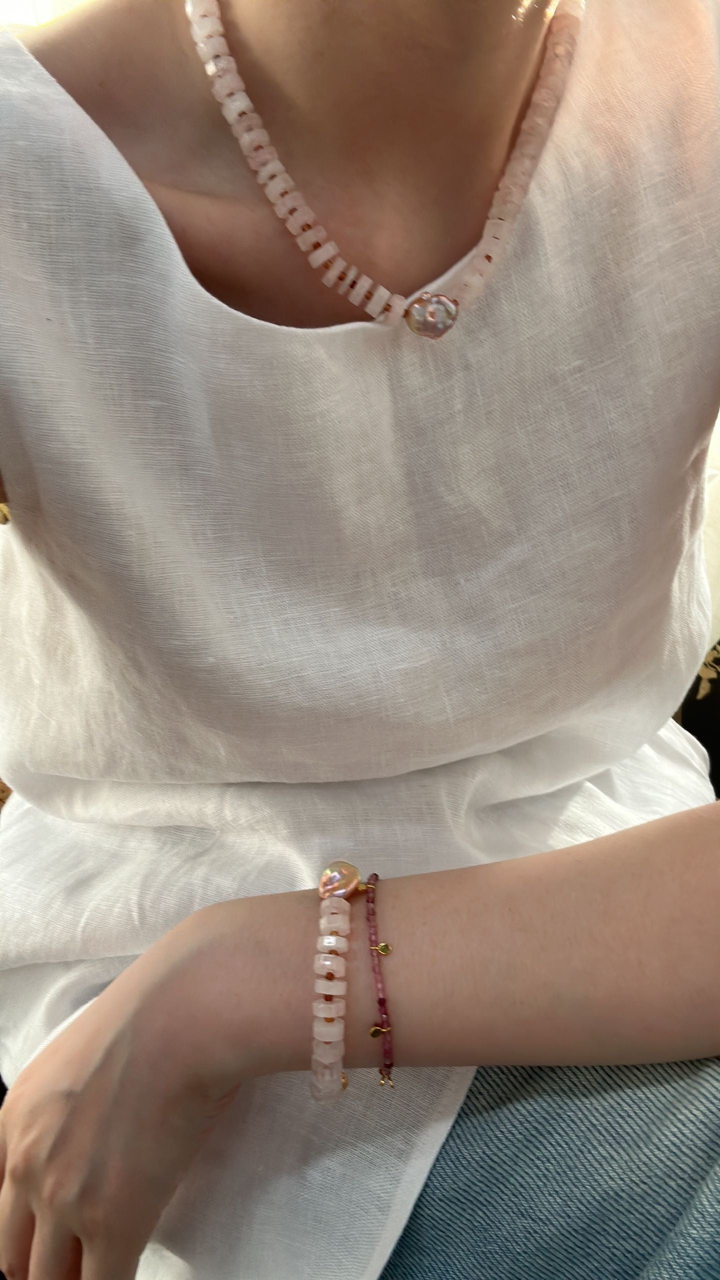 Rose Quartz Baroque Pearl Necklace