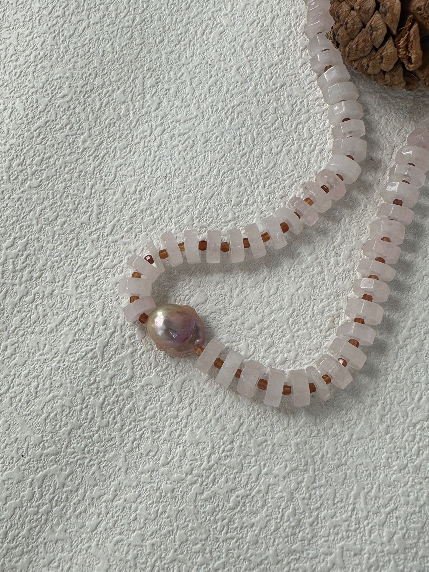 Rose Quartz Baroque Pearl Necklace