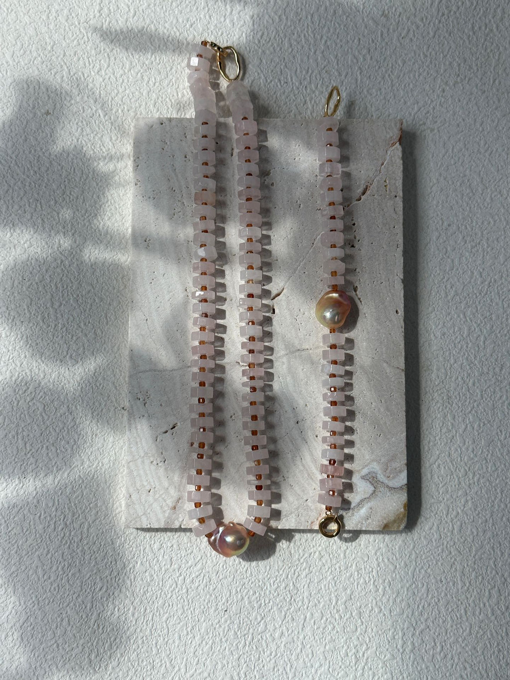 Rose Quartz Baroque Pearl Necklace
