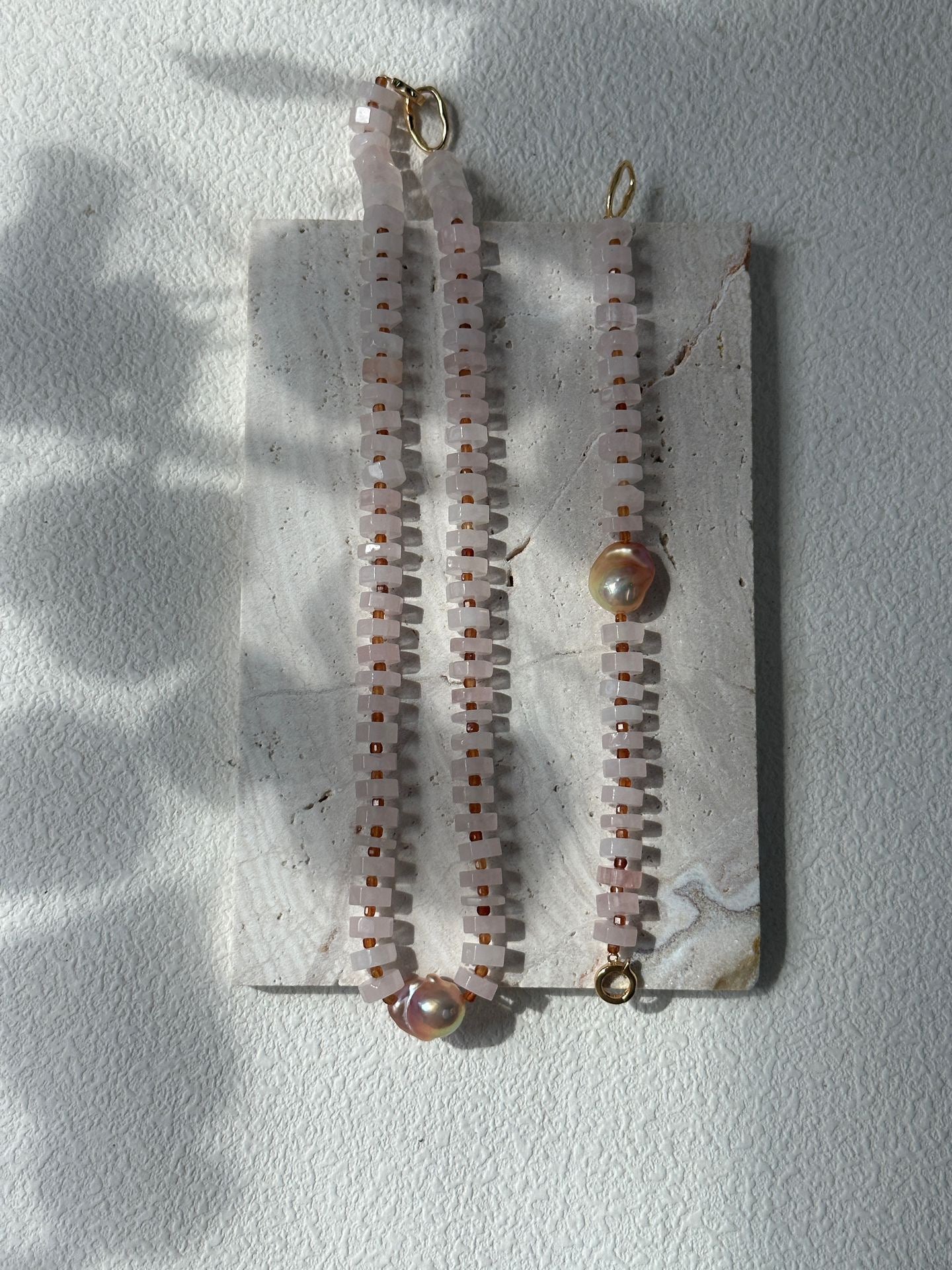 Rose Quartz Baroque Pearl Necklace