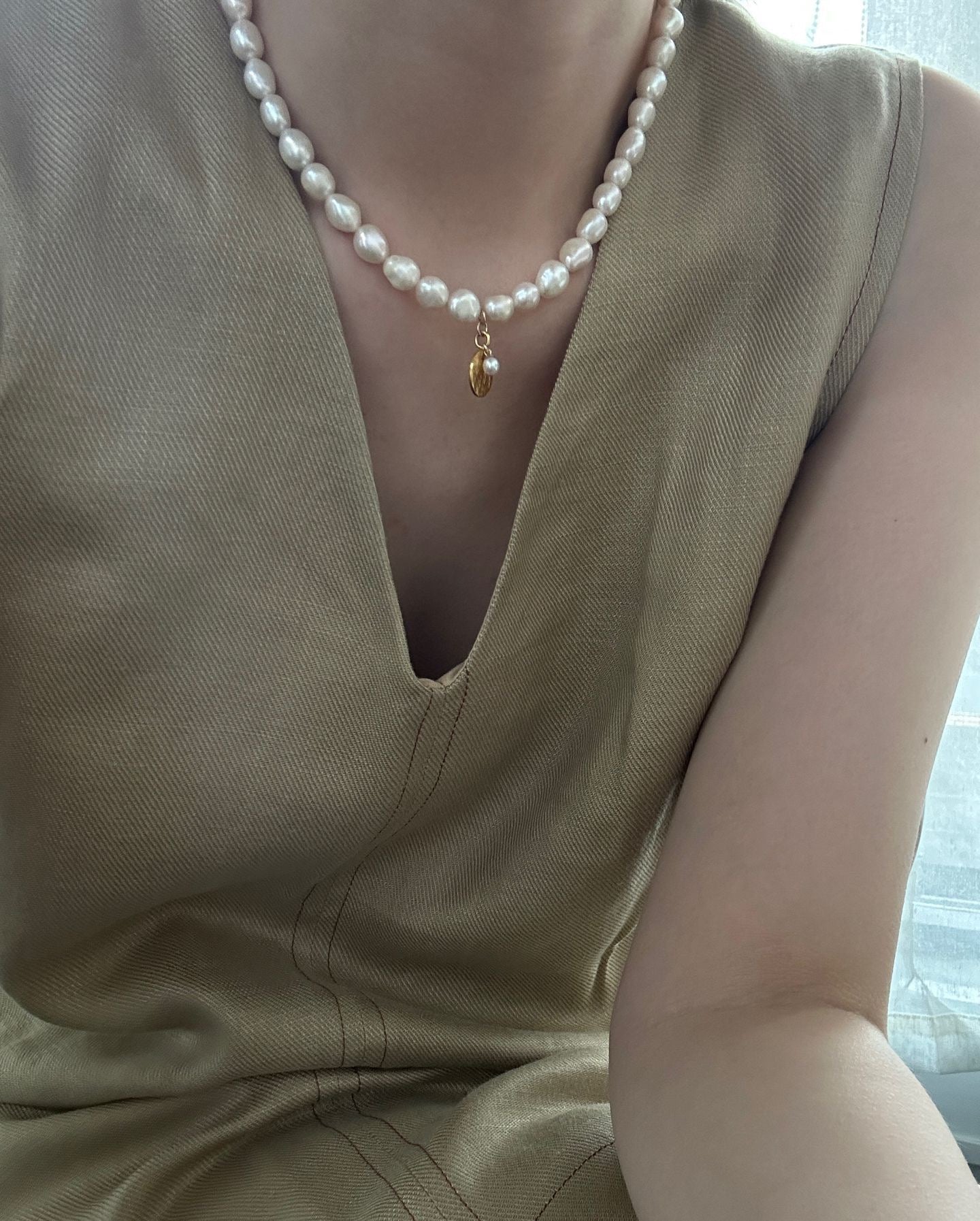 Gold Coin Freshwater Pearl Necklace