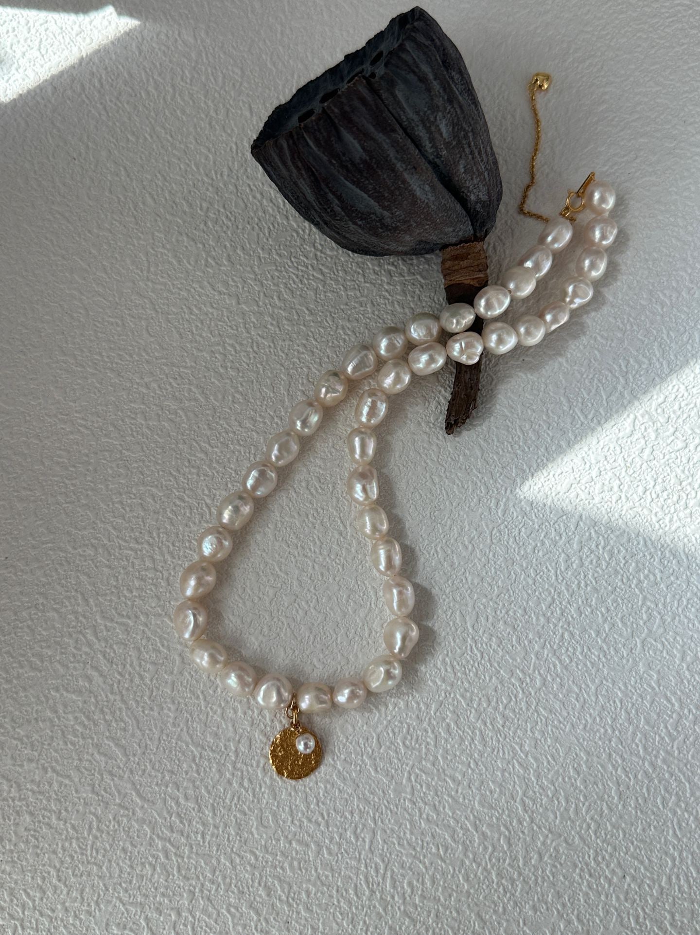 Gold Coin Freshwater Pearl Necklace