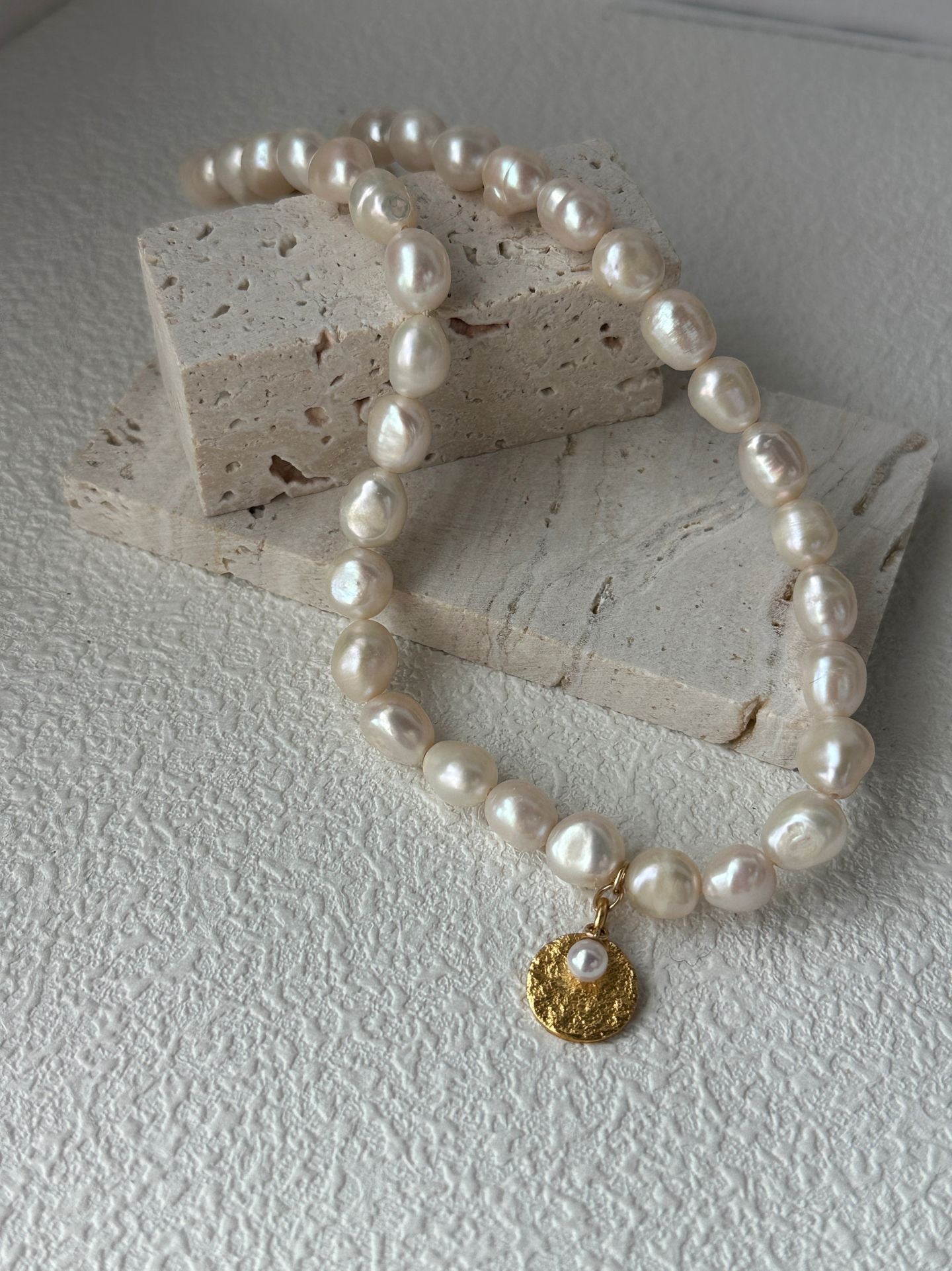 Gold Coin Freshwater Pearl Necklace
