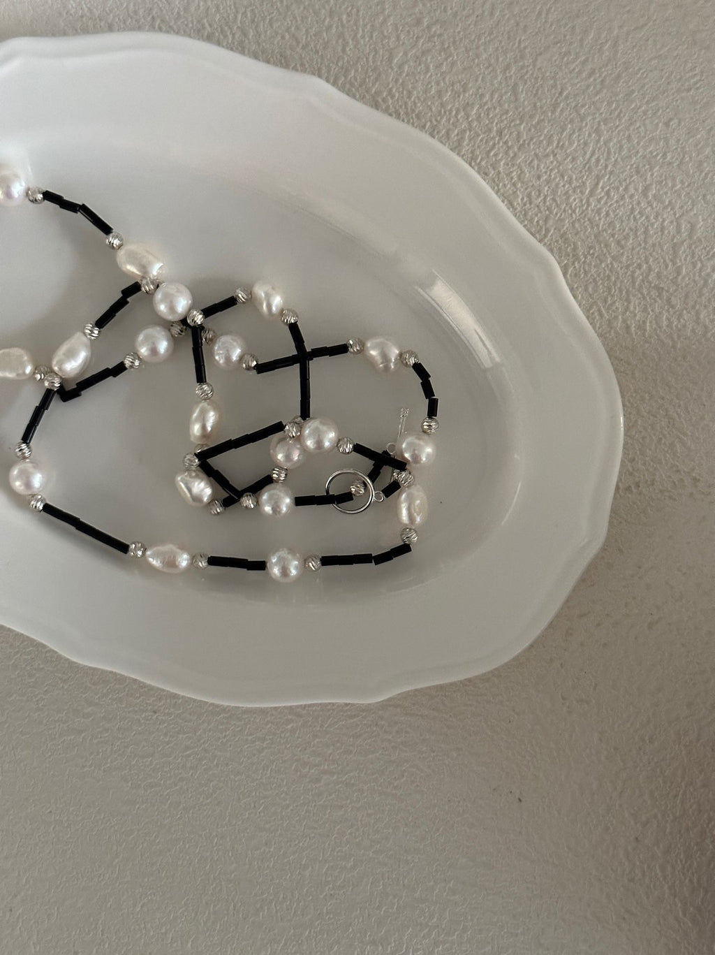 Black Onyx & Pearl Long Necklace