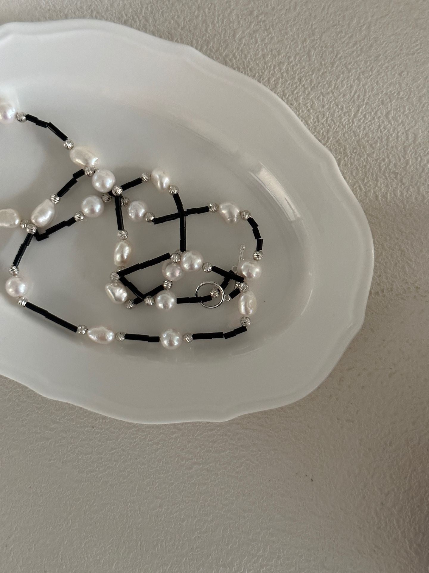 Black Onyx & Pearl Long Necklace