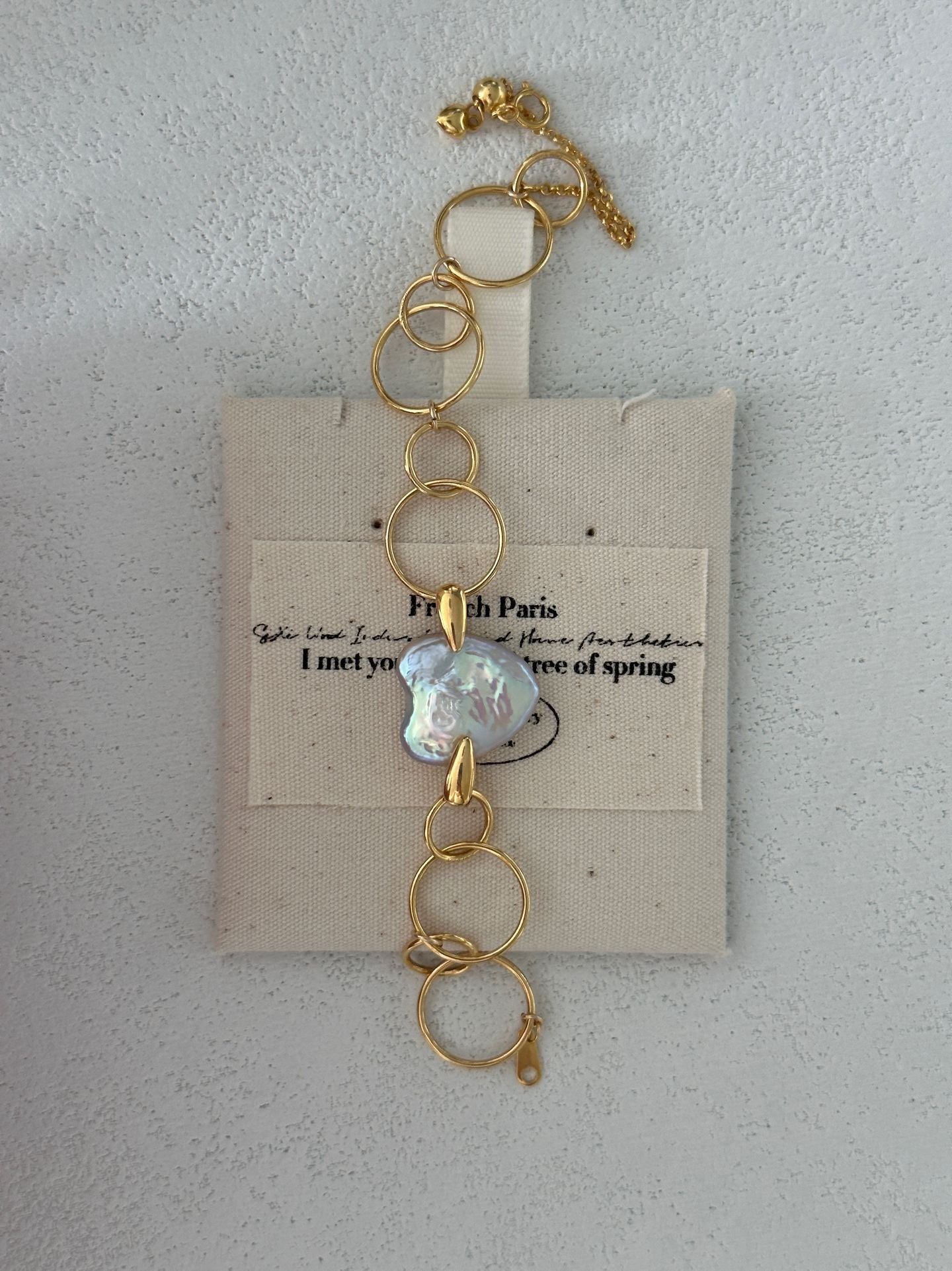 Geometric Circle Heart Pearl Bracelet