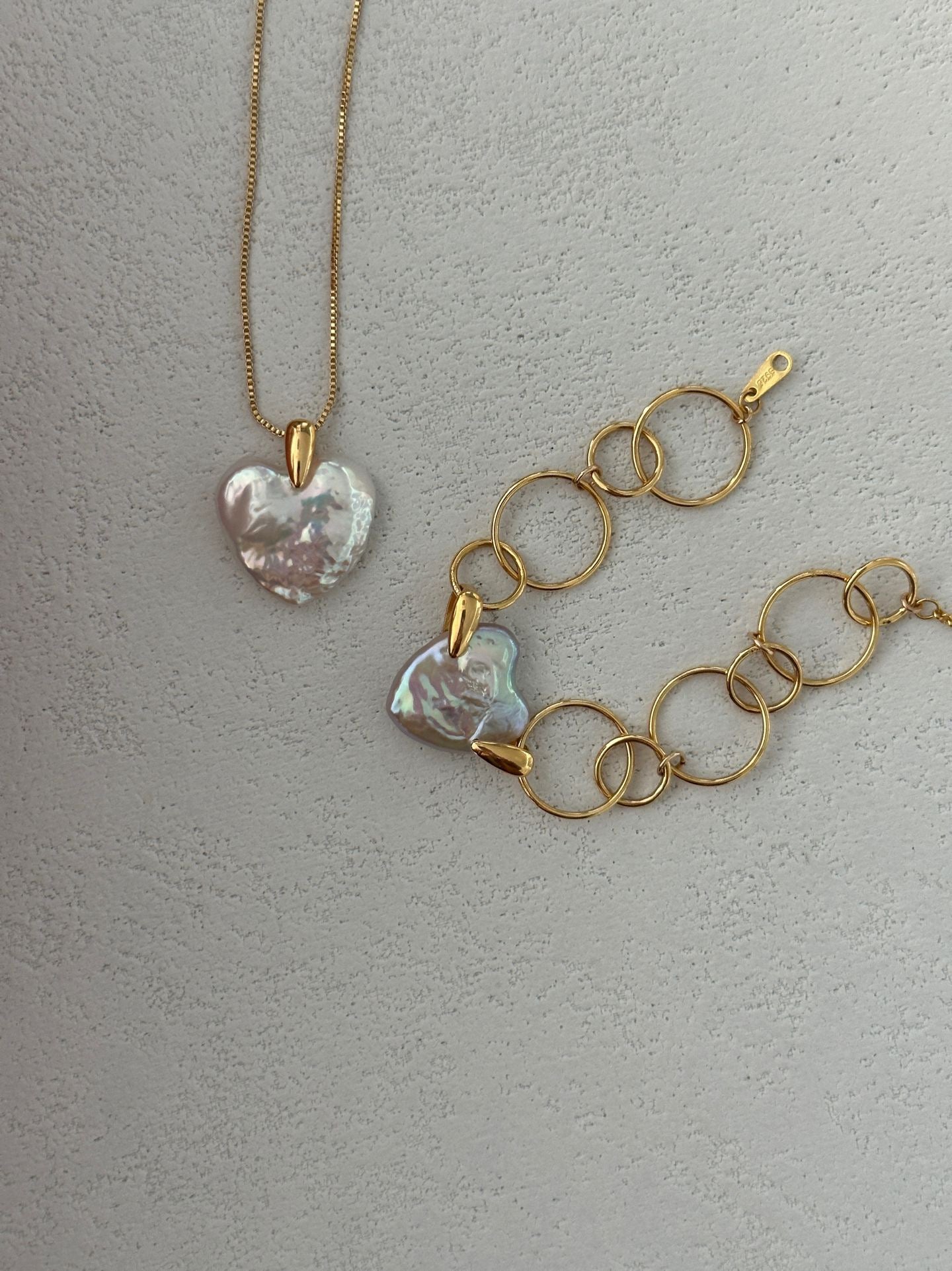 Geometric Circle Heart Pearl Bracelet