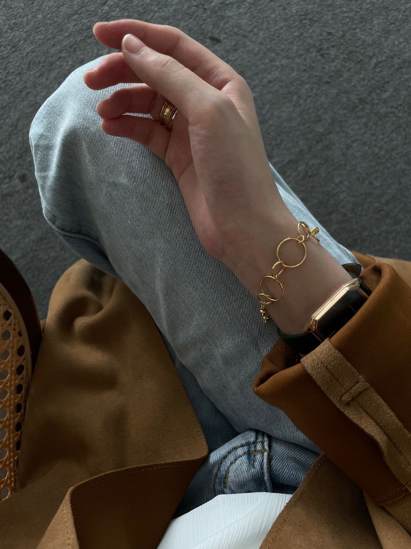 Geometric Circle Heart Pearl Bracelet
