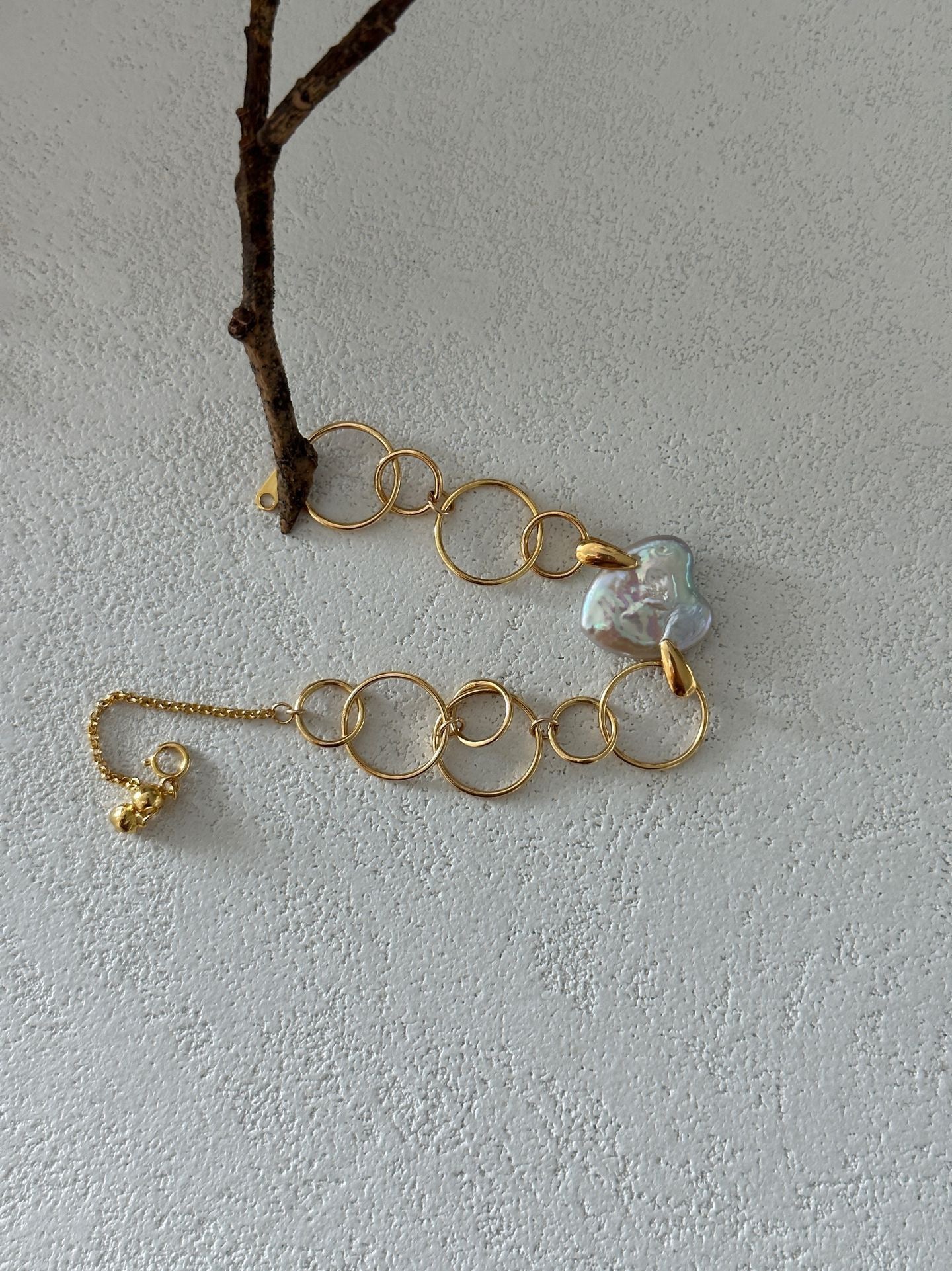 Geometric Circle Heart Pearl Bracelet