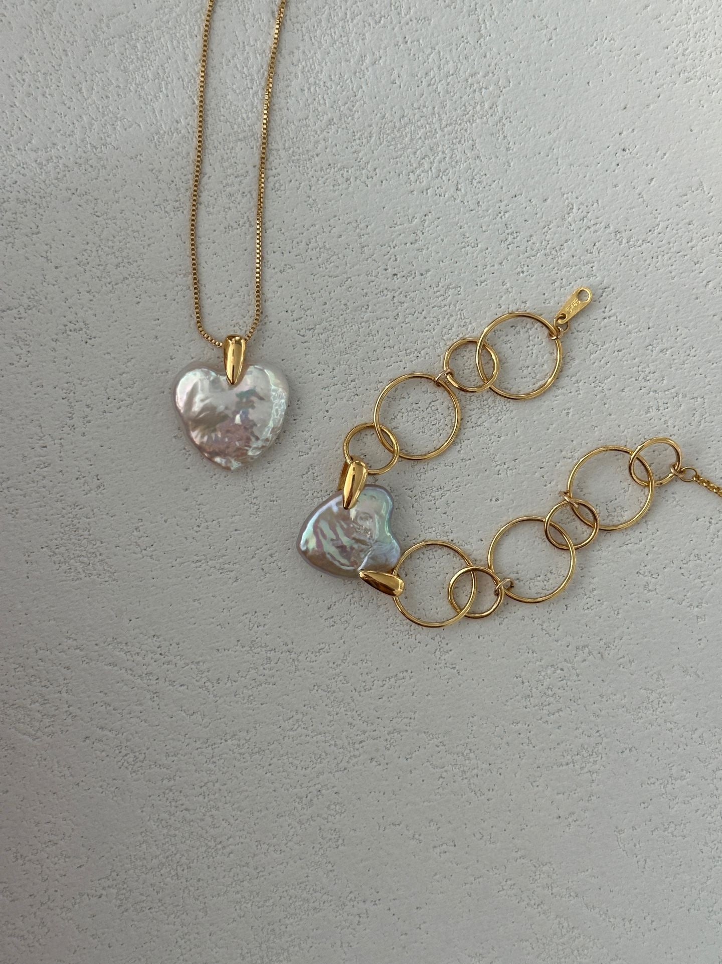 Geometric Circle Heart Pearl Bracelet