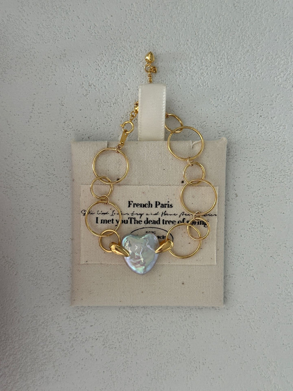 Geometric Circle Heart Pearl Bracelet