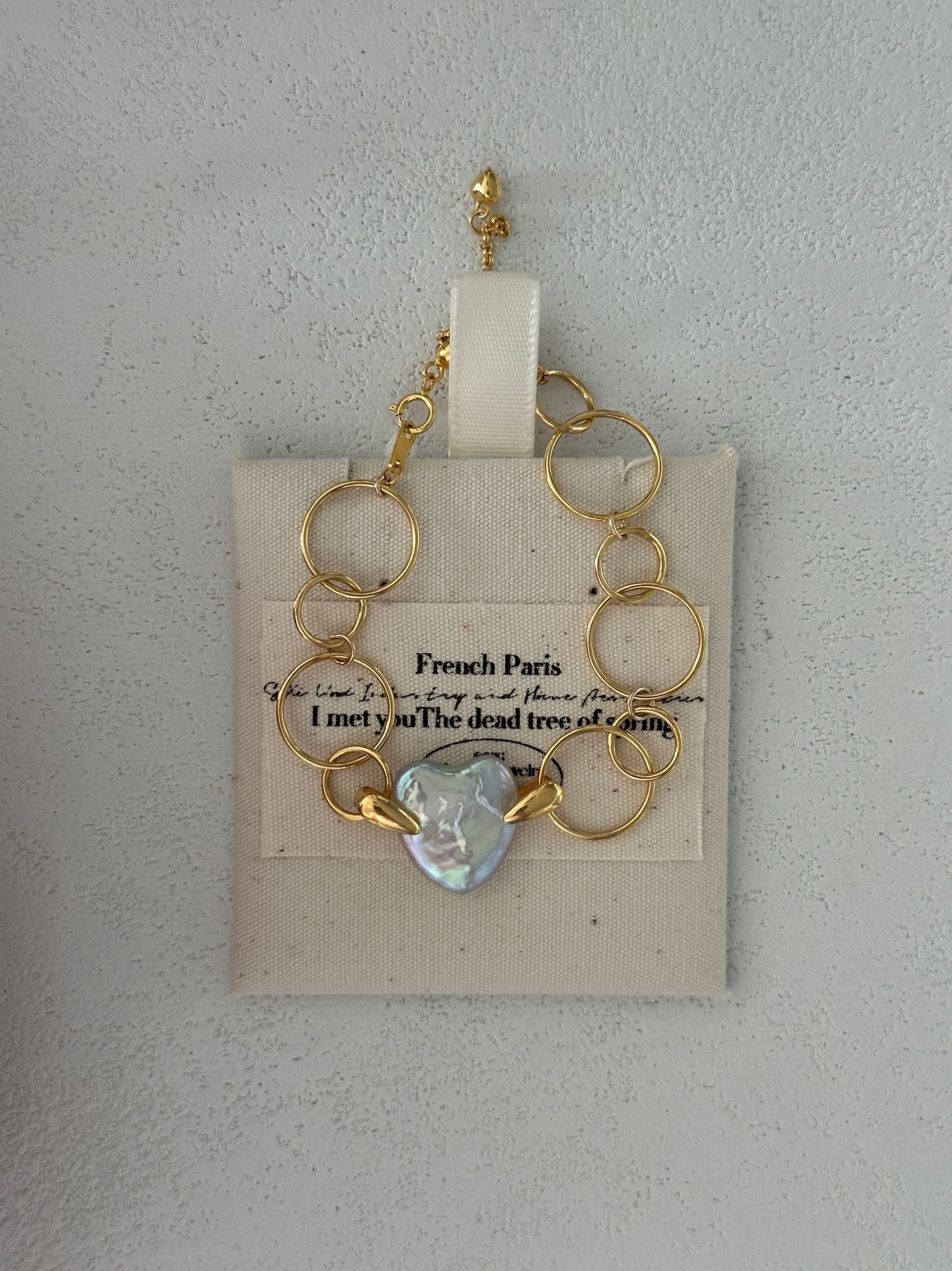 Geometric Circle Heart Pearl Bracelet