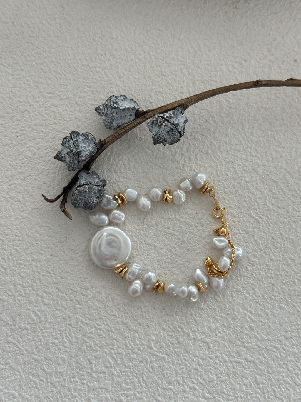 Round Keshi Pearl Bracelet