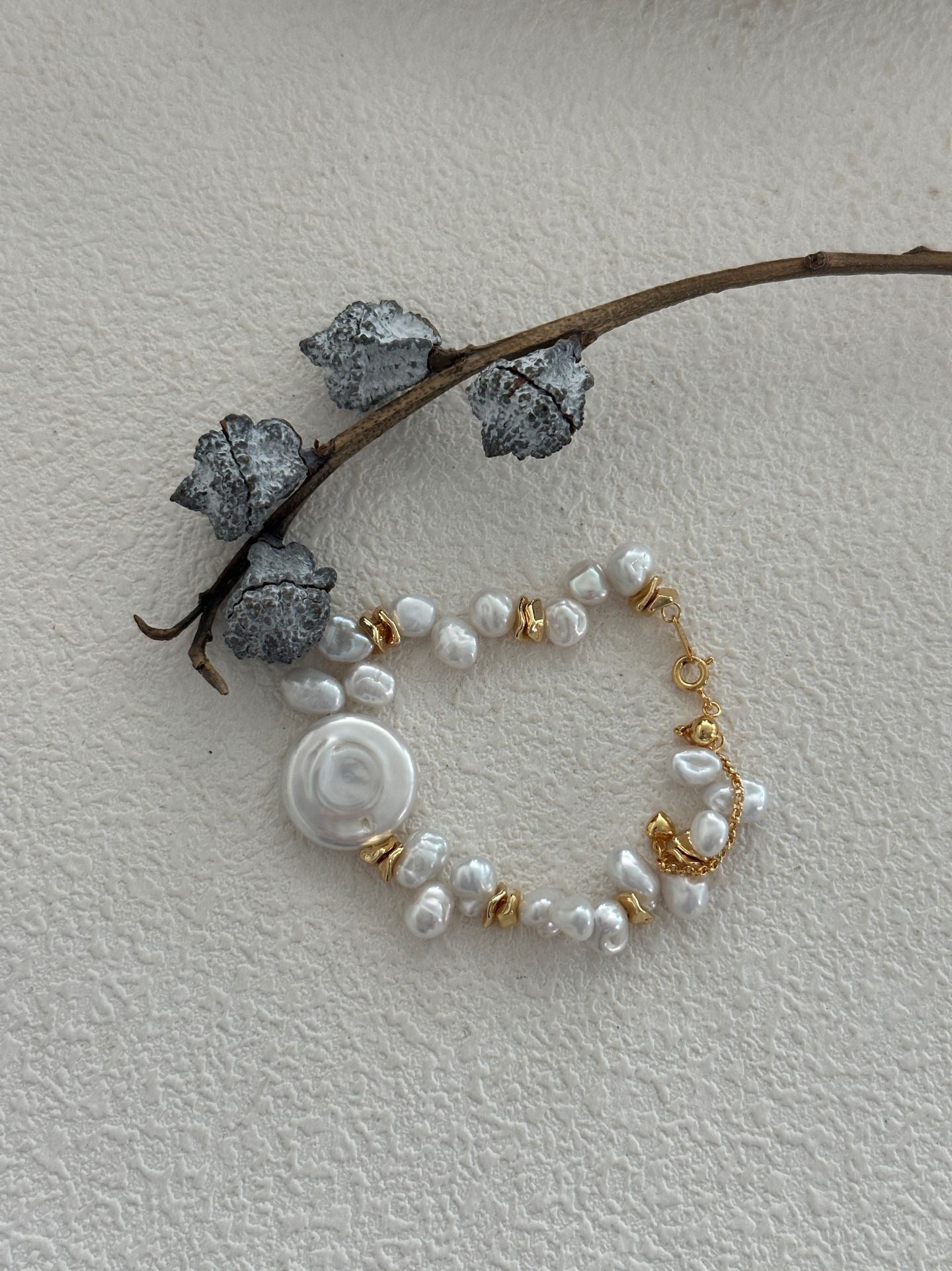 Round Keshi Pearl Bracelet