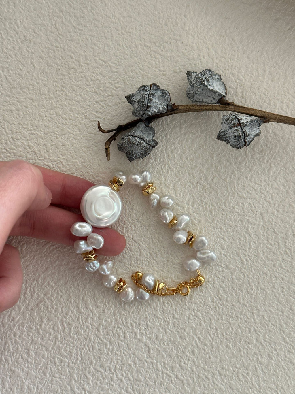Round Keshi Pearl Bracelet