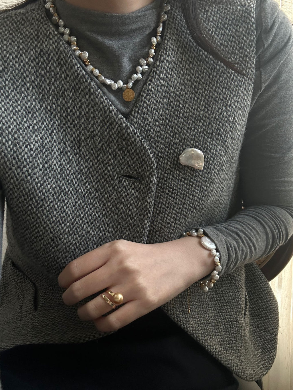 Round Keshi Pearl Bracelet