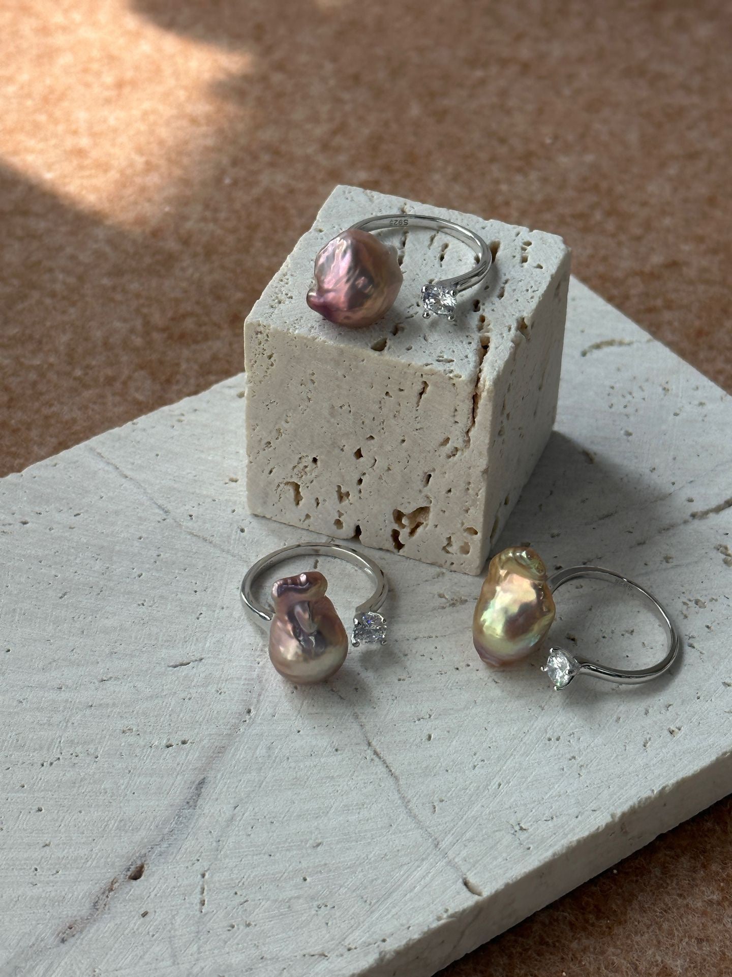 Iridescent Baroque Pearl Silver Ring
