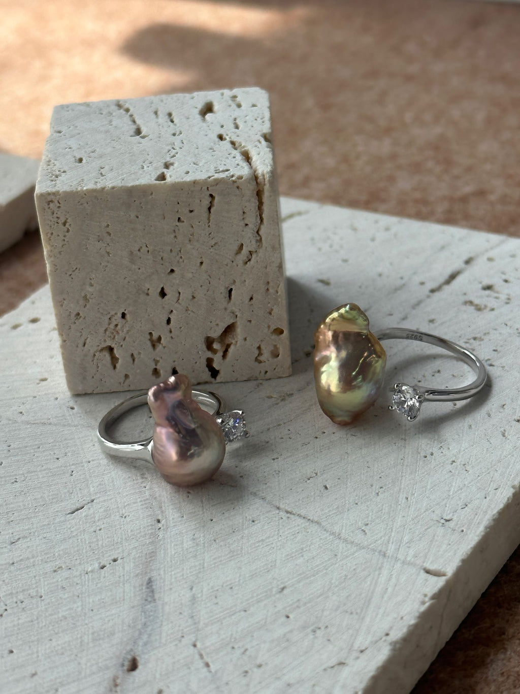 Iridescent Baroque Pearl Silver Ring