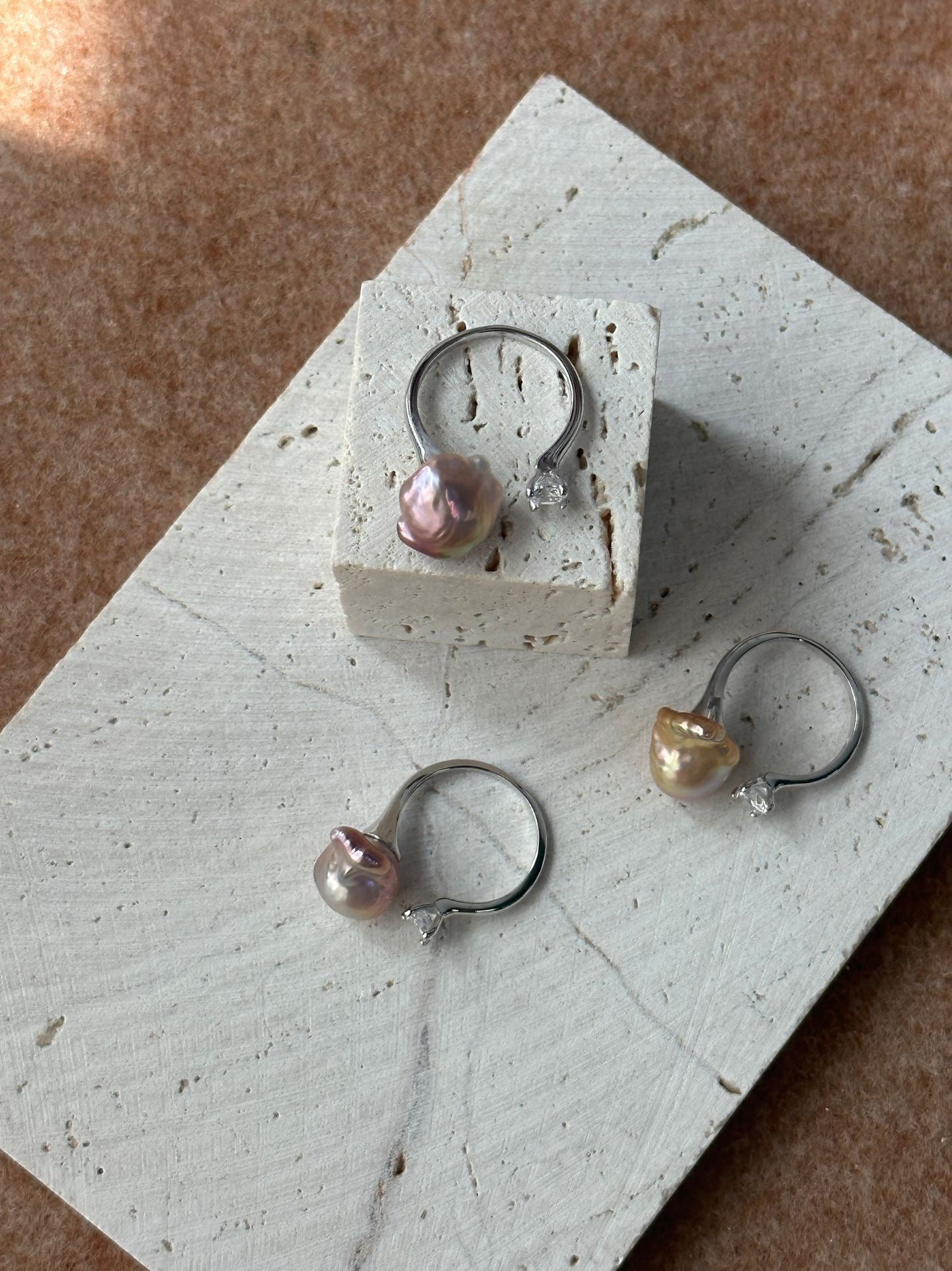 Iridescent Baroque Pearl Silver Ring