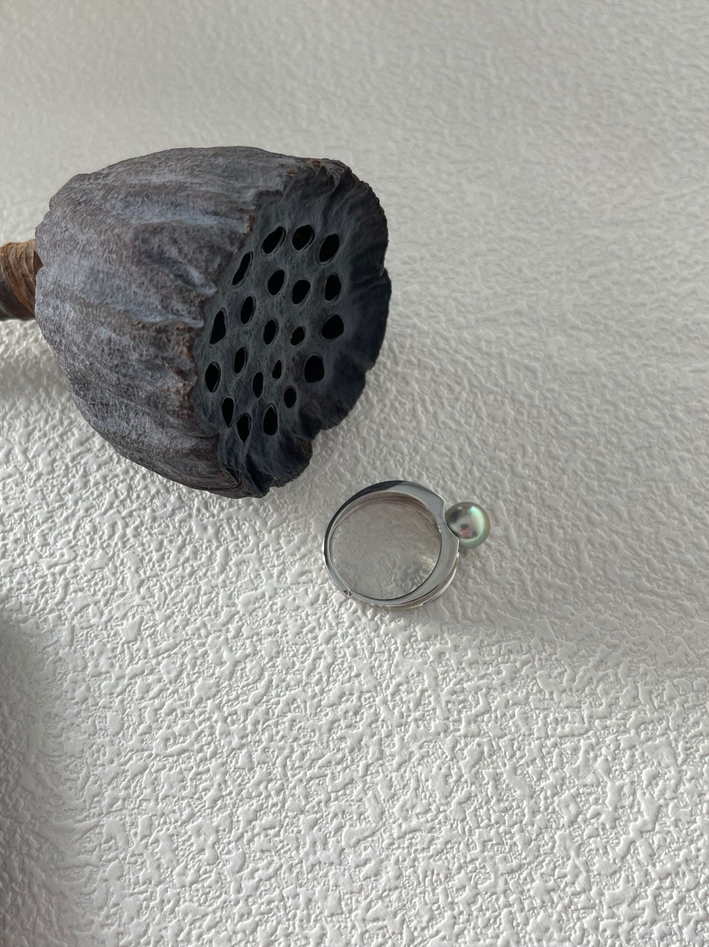 Tahitian Pearl Silver Open Ring