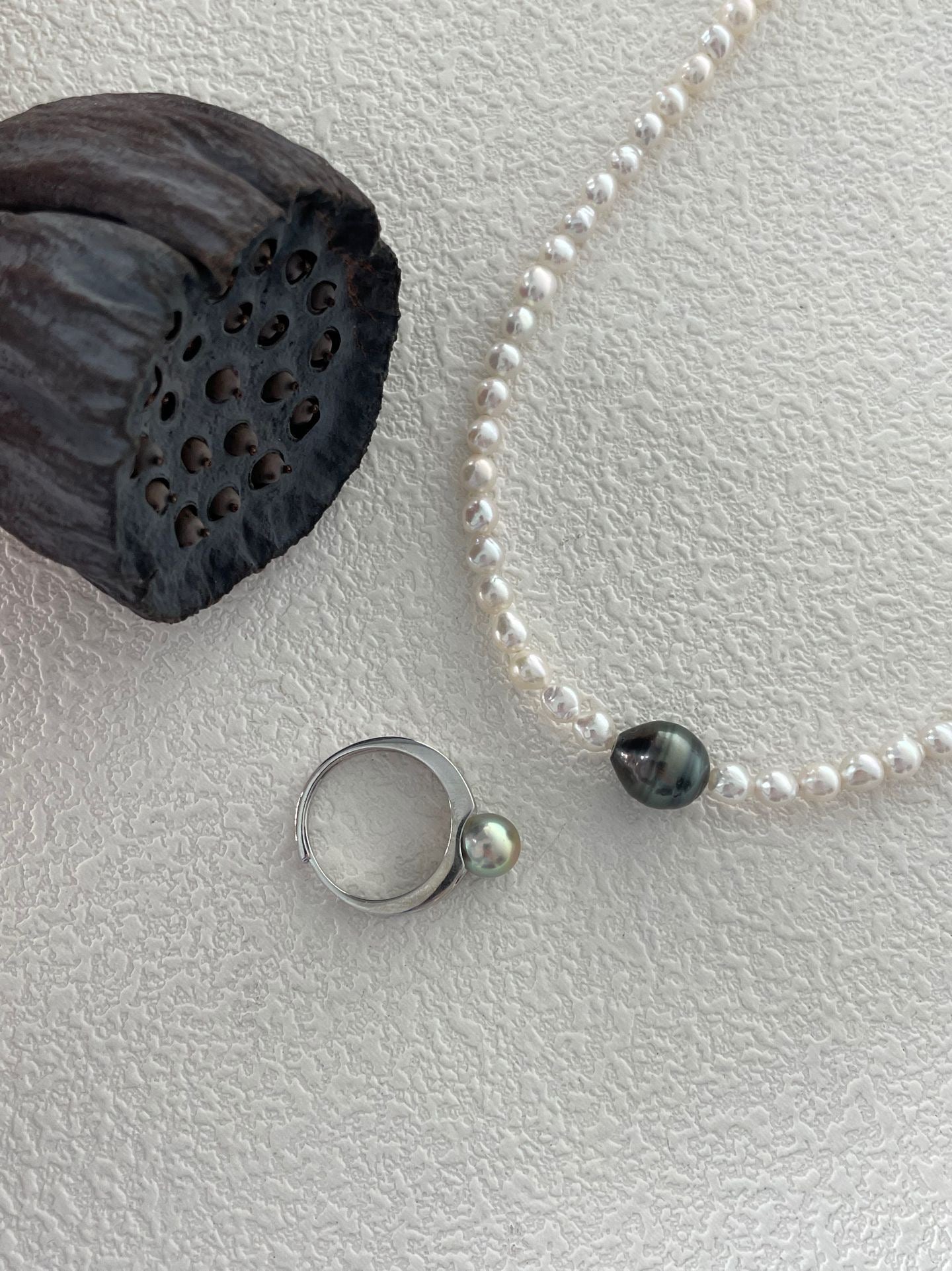 Tahitian Pearl Silver Open Ring