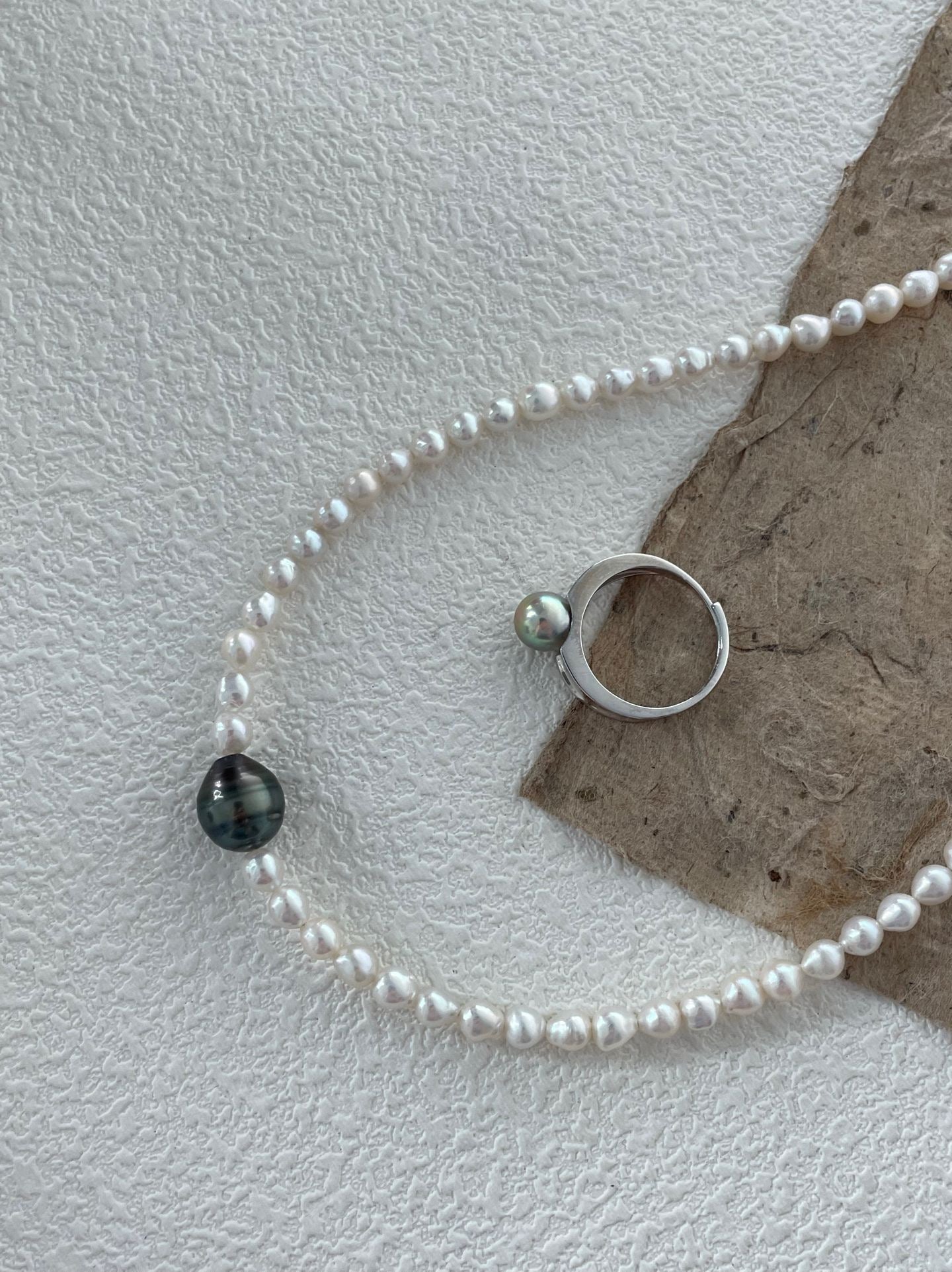 Tahitian Pearl Silver Open Ring